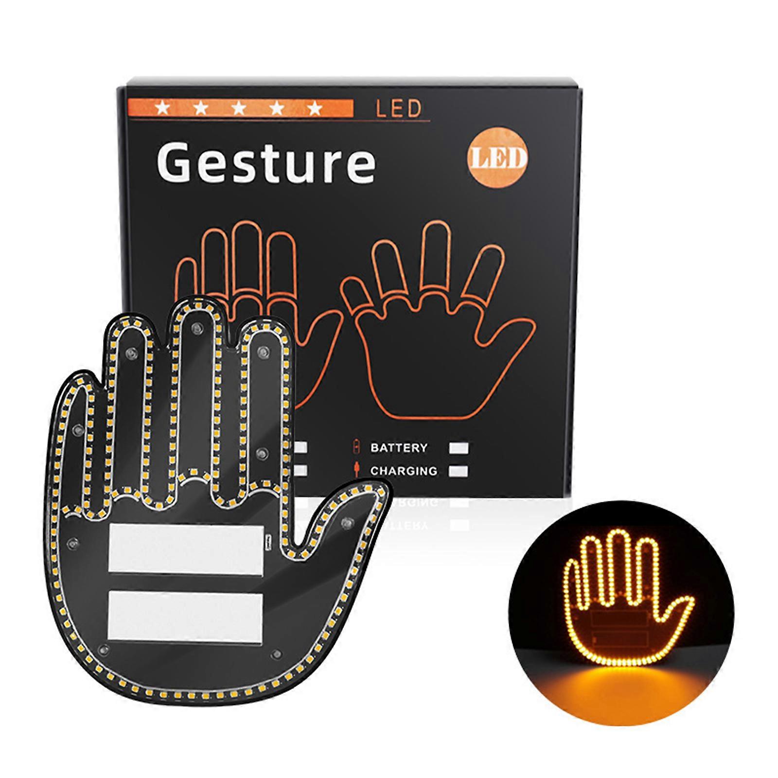 LED Illuminated Gesture Light Car Finger Light With Remote Road Rage Signs Middle Finger Gesture Light Hand Lamp