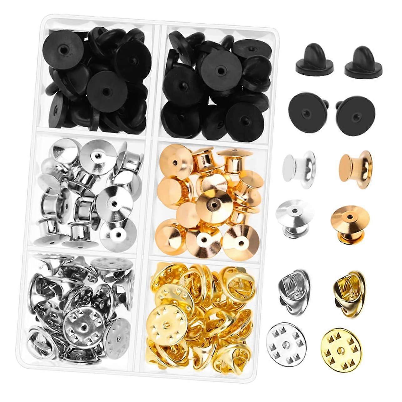 Pin Backs Clutch Backing - 1 Box Multipurpose Decorative Clasp for Jewelry Making, Secure Tie Tacks and Badges