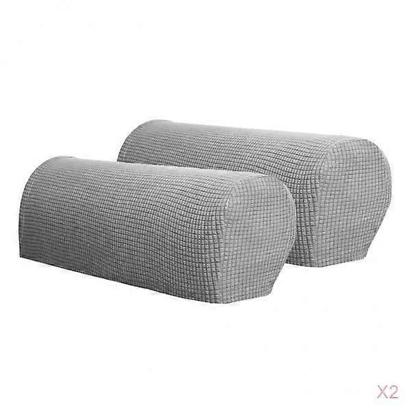 2 Pairs Sofa Armrest Covers Stretch Protector Light Gray