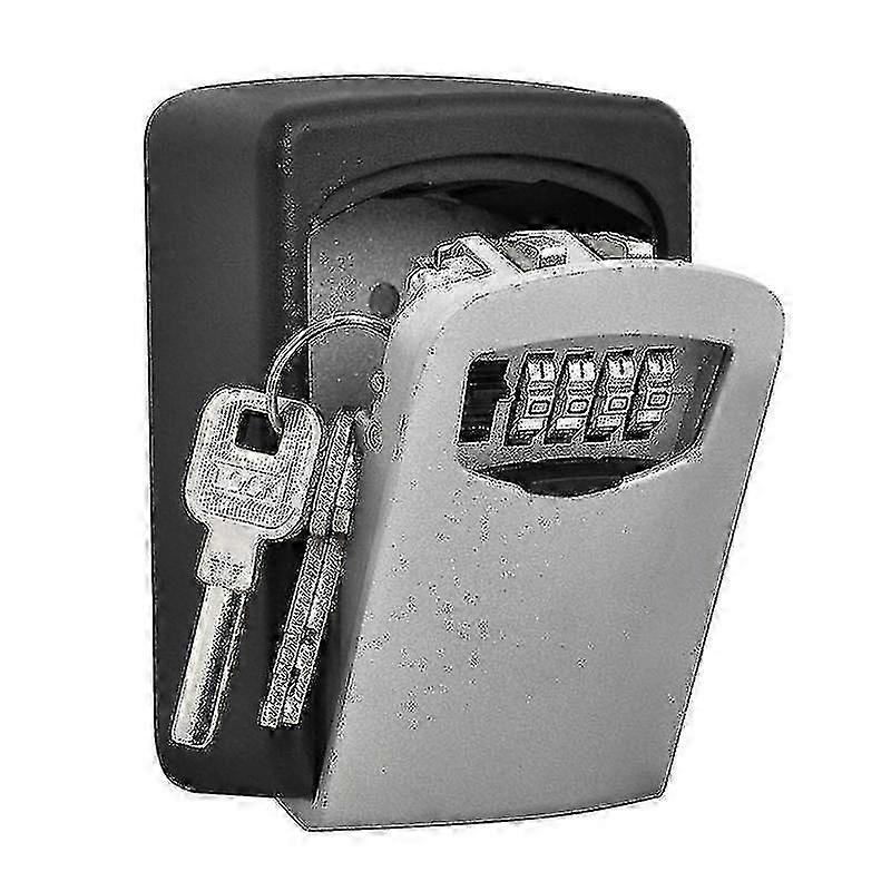 4 Digit Wall Mounted Key Safe Outdoor Combination Lock - Black / Grey