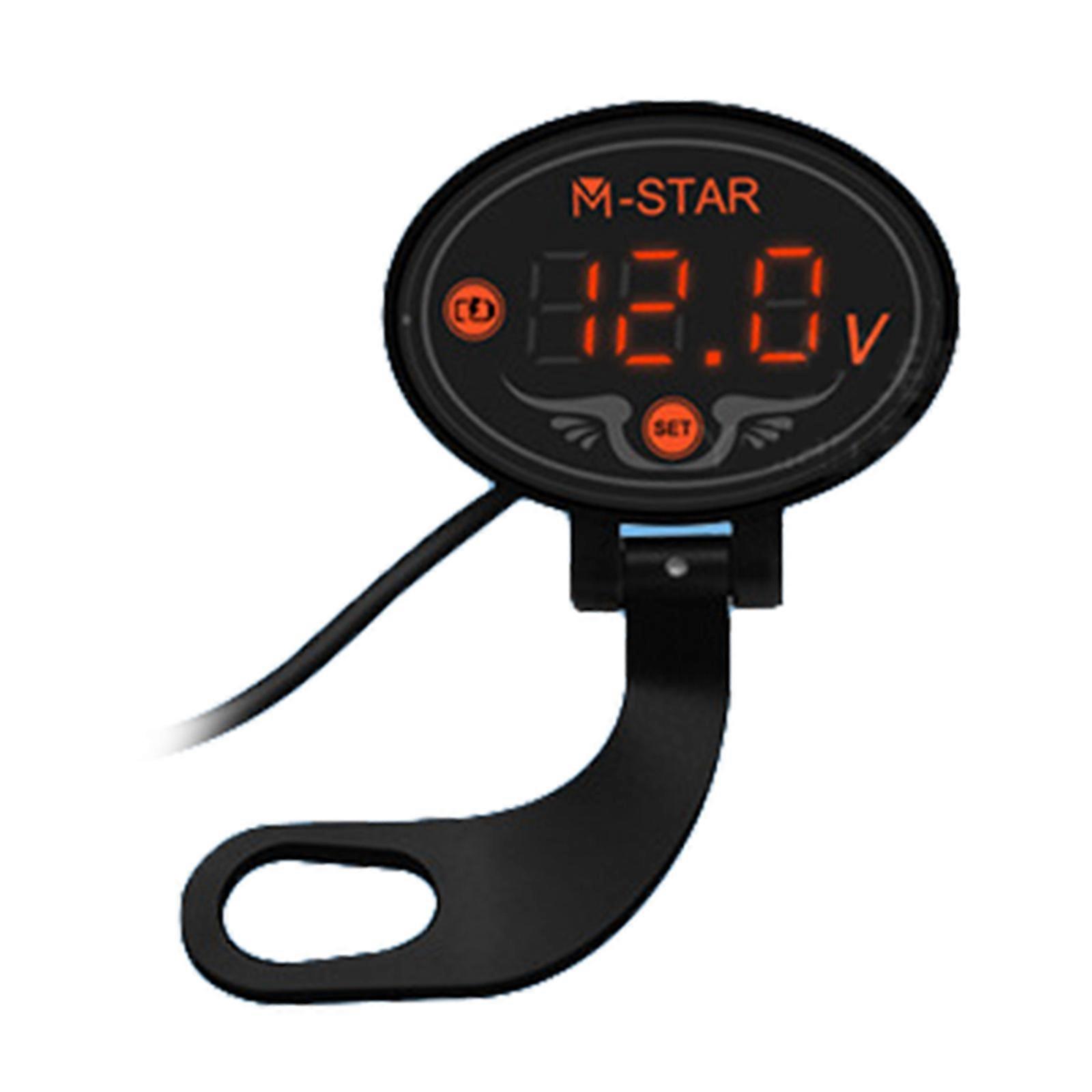 Motorcycle Voltage Meter for DC 9V to 24V Digital Voltmeter LED Display Volt Meter Waterproof Voltmeter Gauge High Accur  Orange