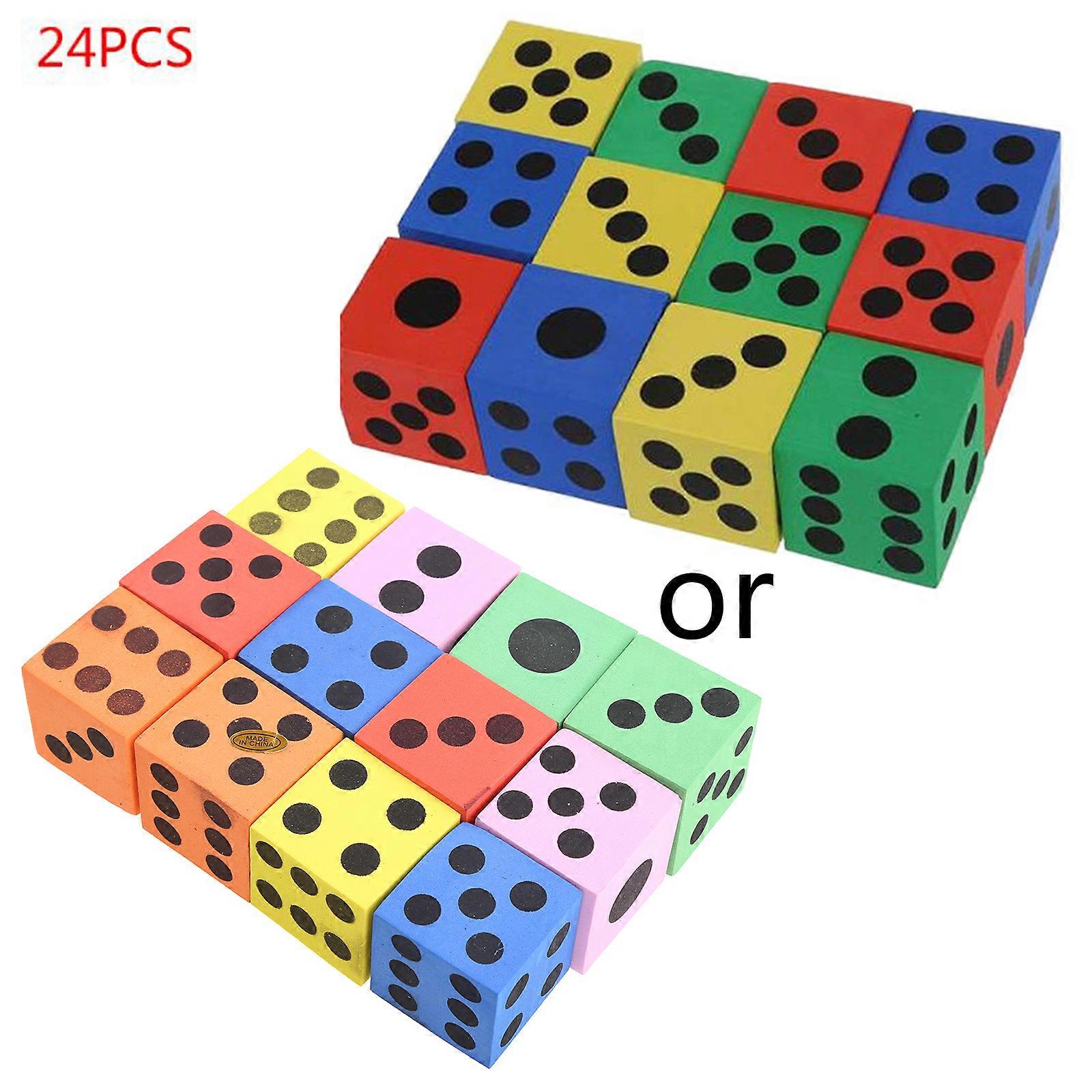 Set of 24 Foam Dot Dice Six Sides 3.7mm Colorful Dice Kids Learning Resource for Board Game Classroom Math Teaching