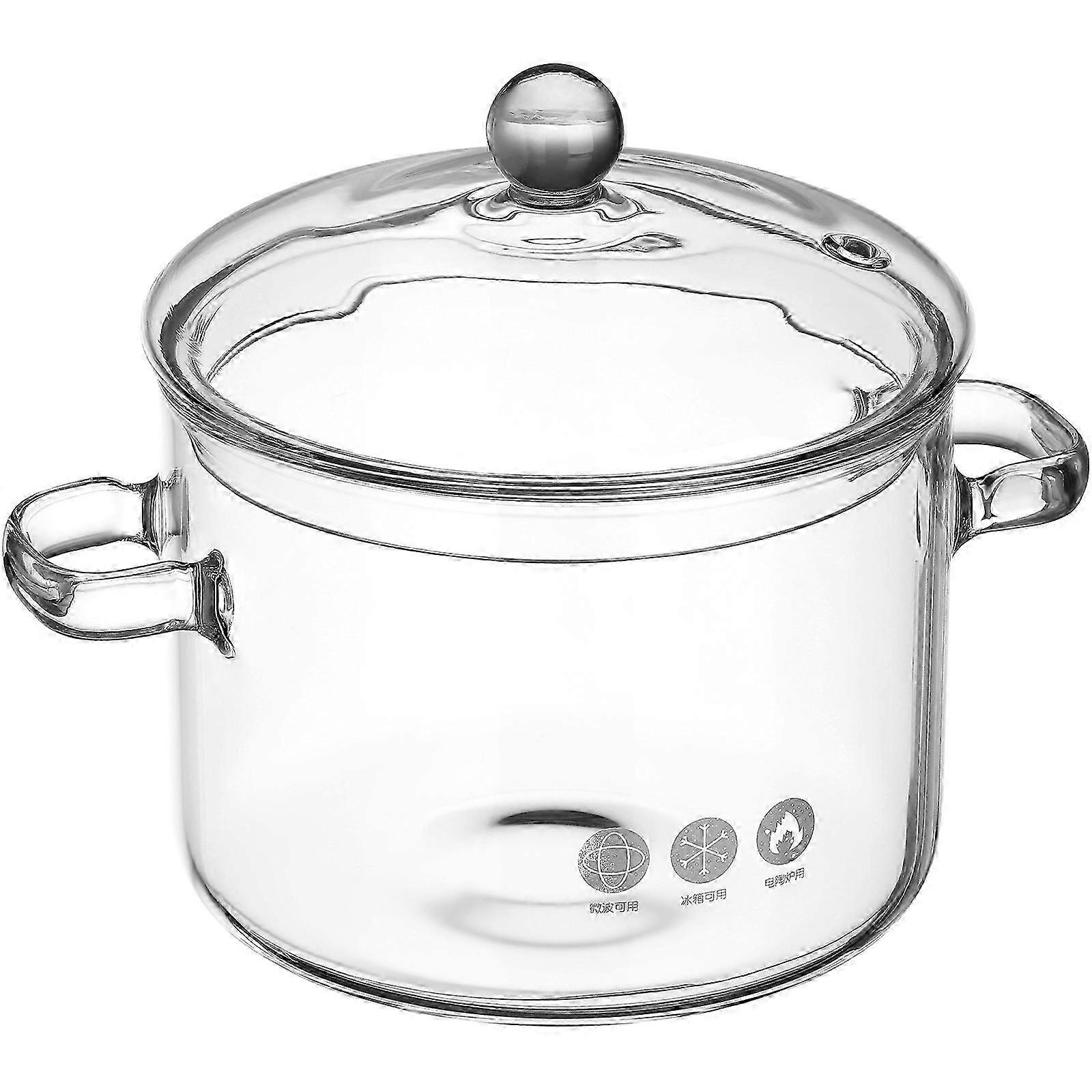 Borosilicate Glass Saucepan with Lid - 20x16x14cm Transparent Stovetop Pot