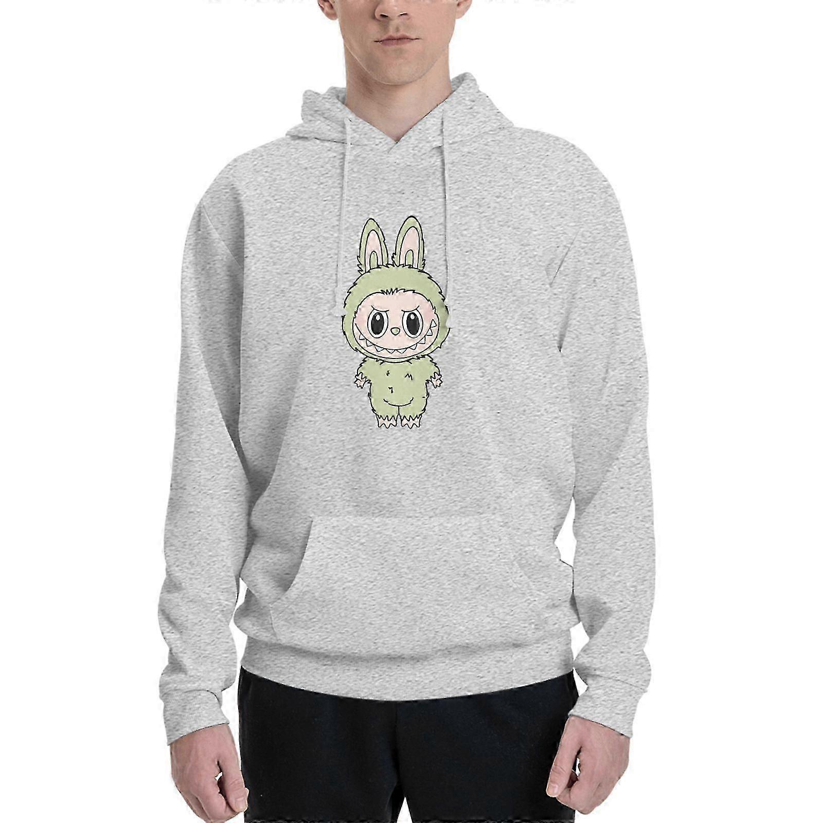 Grønn Labubu Character Hettegenser - Morsom Grafisk Genser for Menn Style 0001