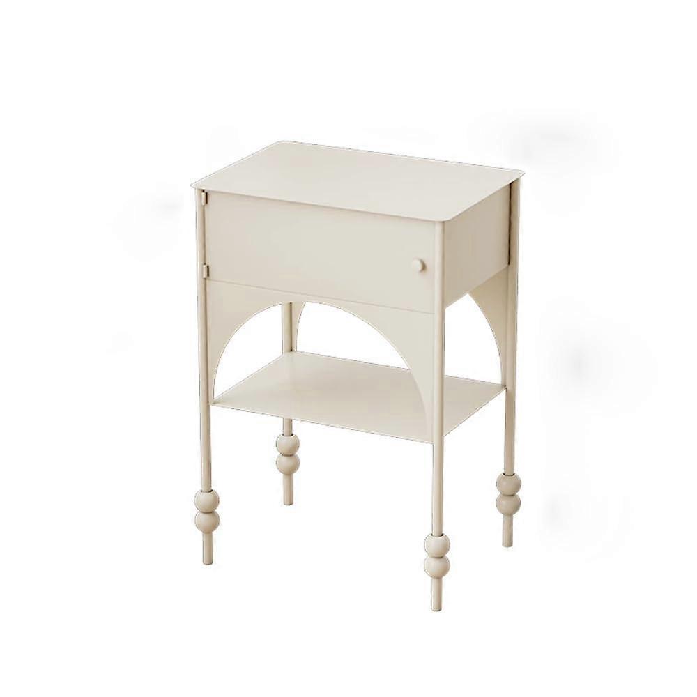 Nightstandside table with drawer, sofaside table, square side table made of metal with shelf for bedroom, living room