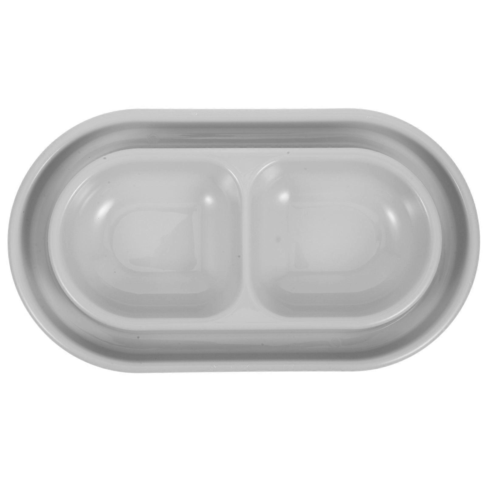 Durable Pink PP Pet Feeding Tray with Dual Bowls for Dog Food and Water 70 Characters