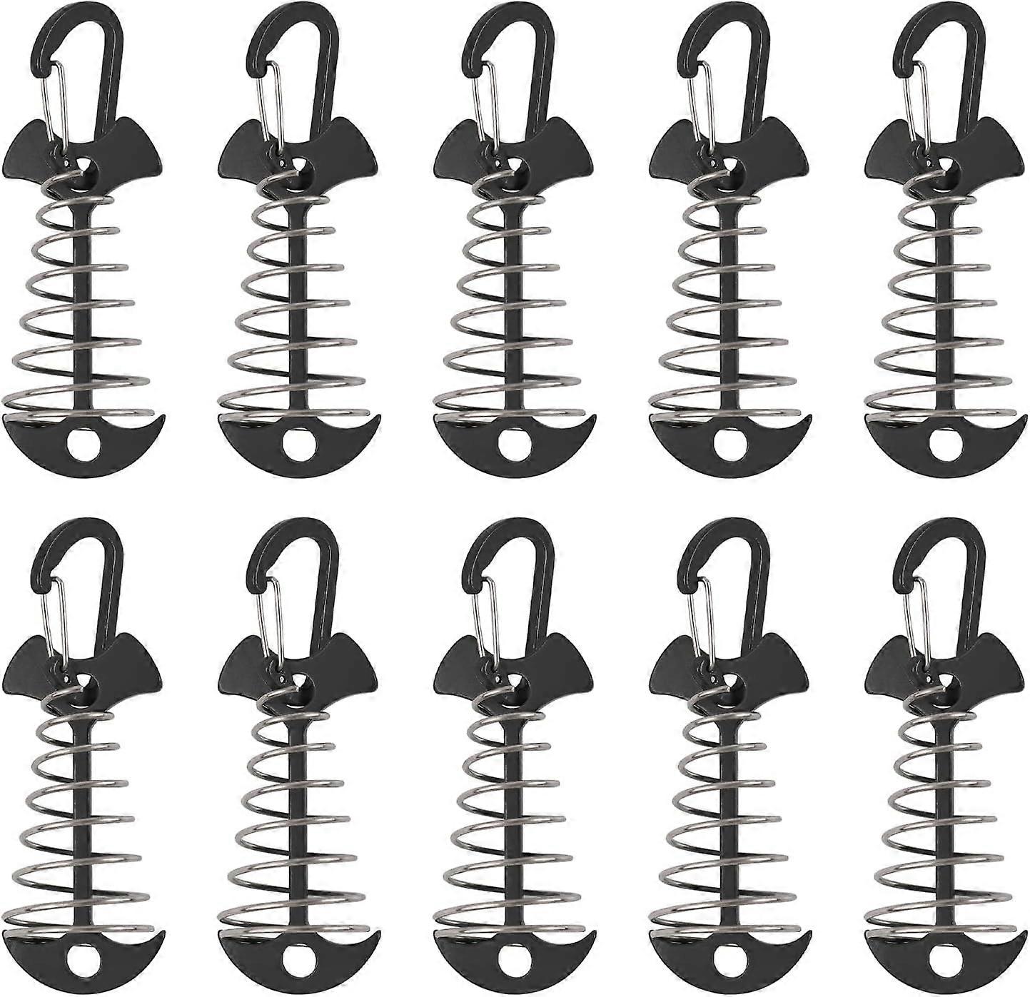 10pcs Windproof Aluminium Alloy Fish Bone Tent Stakes with Spring Buckle Portable Wind Rope Anchor Deck Anchor Pegs