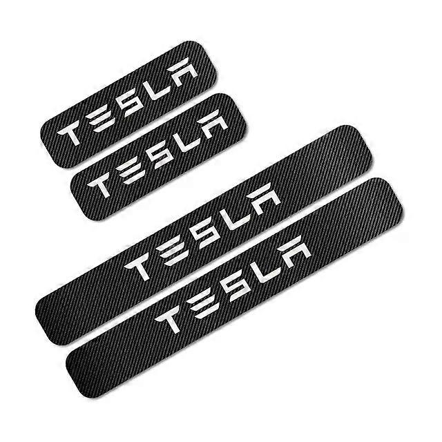 Car Threshold Protector Car Door Sill Scuff Plate Stickers Decor Carbon Fiber Auto Accessories Suitable for Tesla Model 3 S X Y P100D