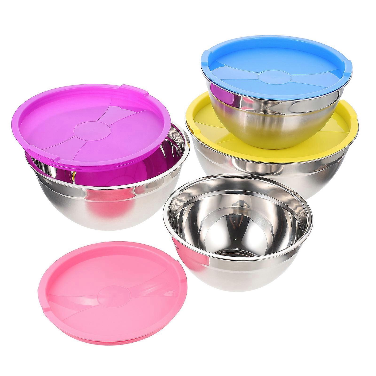 Stainless Steel Cereal Bowls For Kitchen Utensil Round Shape Simple Design Assorted Color 4Pcs