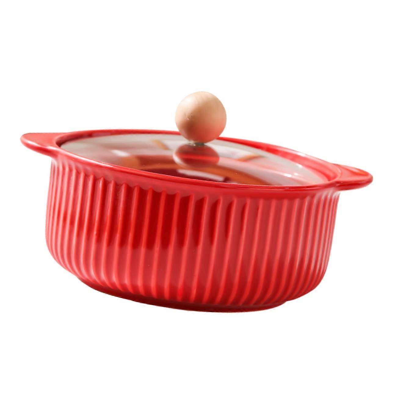 Soup Bowl With Lid And Handles, Instant Noodle Bowl, Ramen Bowl, Large Japanese Red 19.8x11.5 cm
