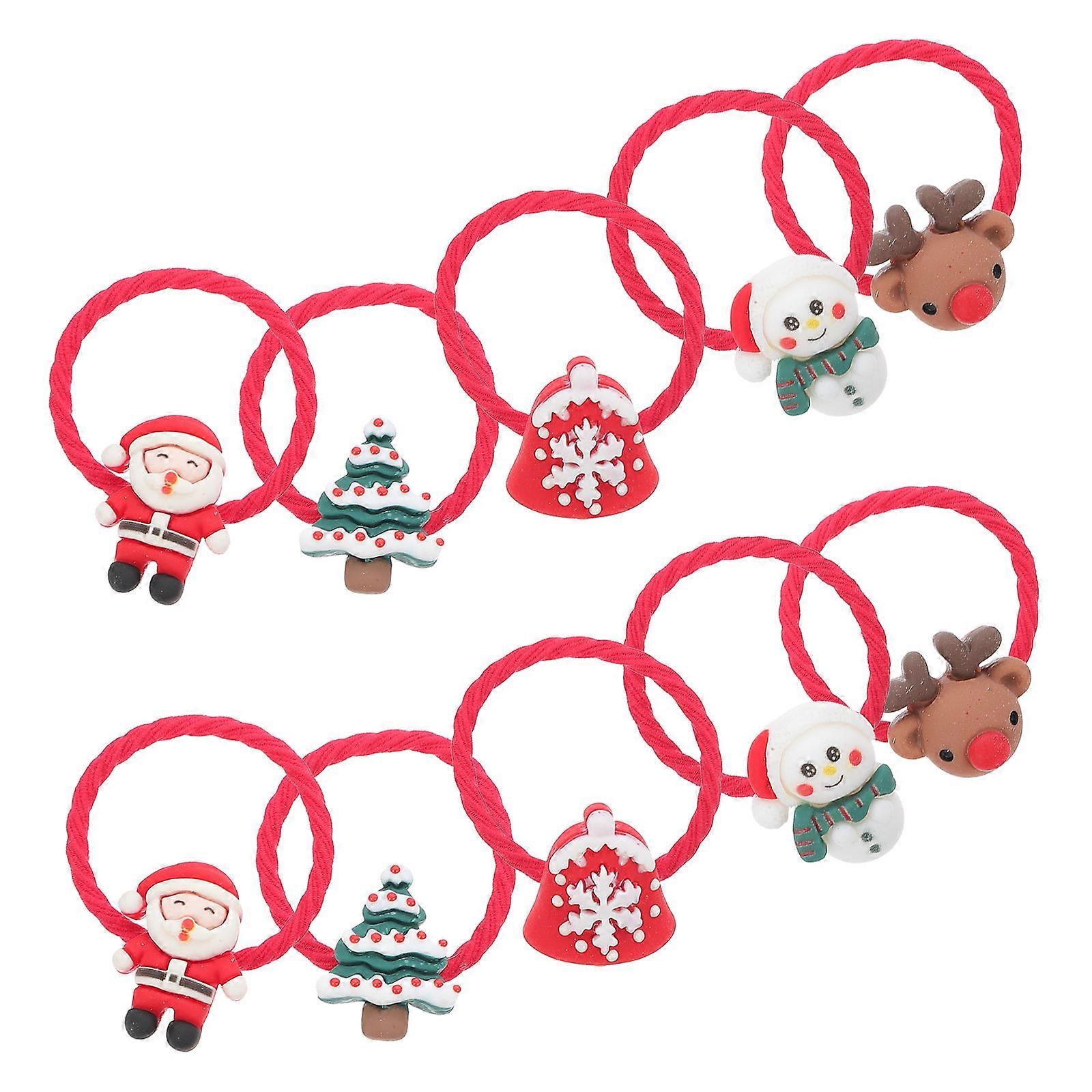 مجموعة عصابات شعر عيد الميلاد من 10 ربطات شعر مرنة تتميز بتصميمات سانتا ثلج لحفلات الأعياد والاستخدام اليومي