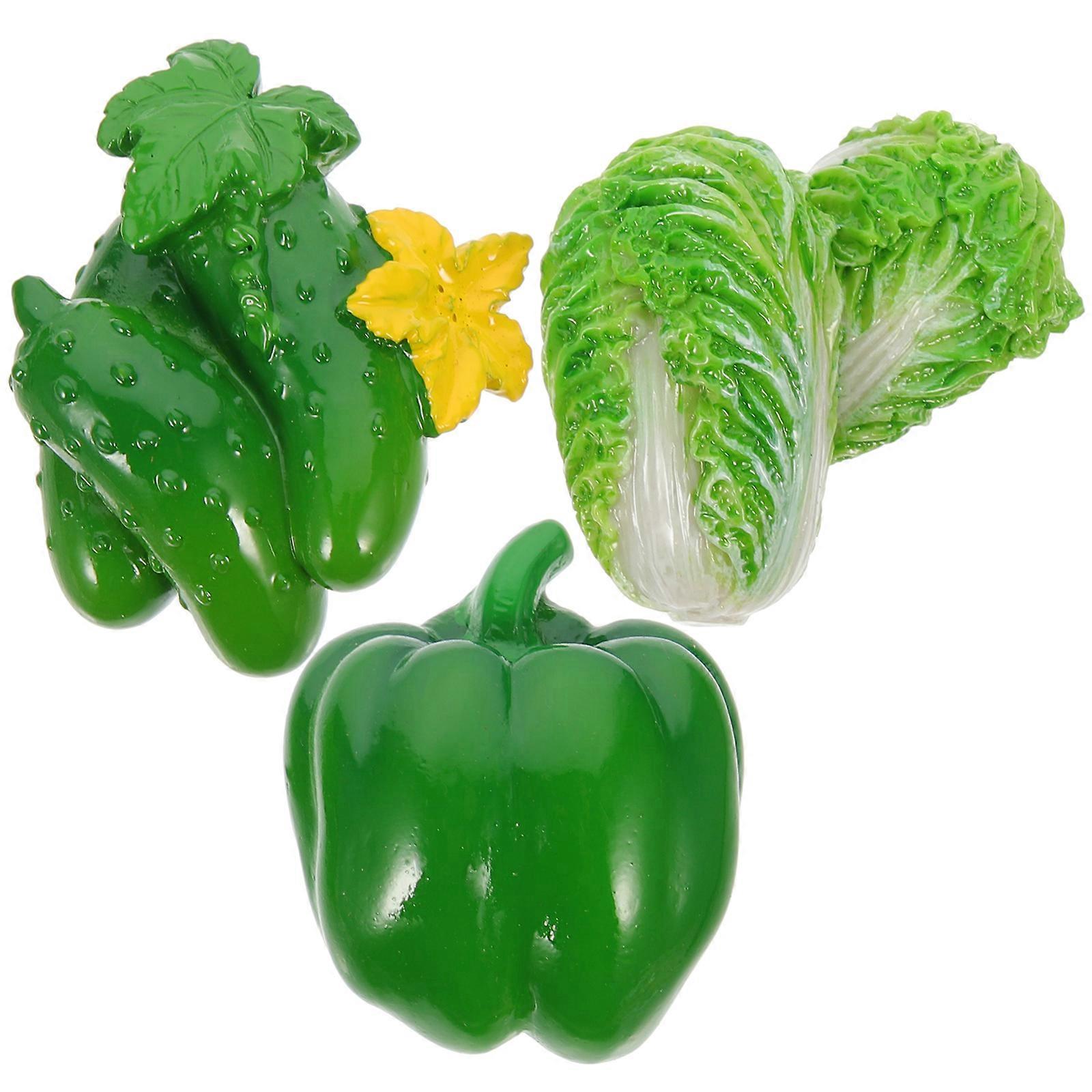 Resin Refrigerator Magnets Simulation Vegetable Shaped Fridge Decor Cabbage Shape Green 3Pcs
