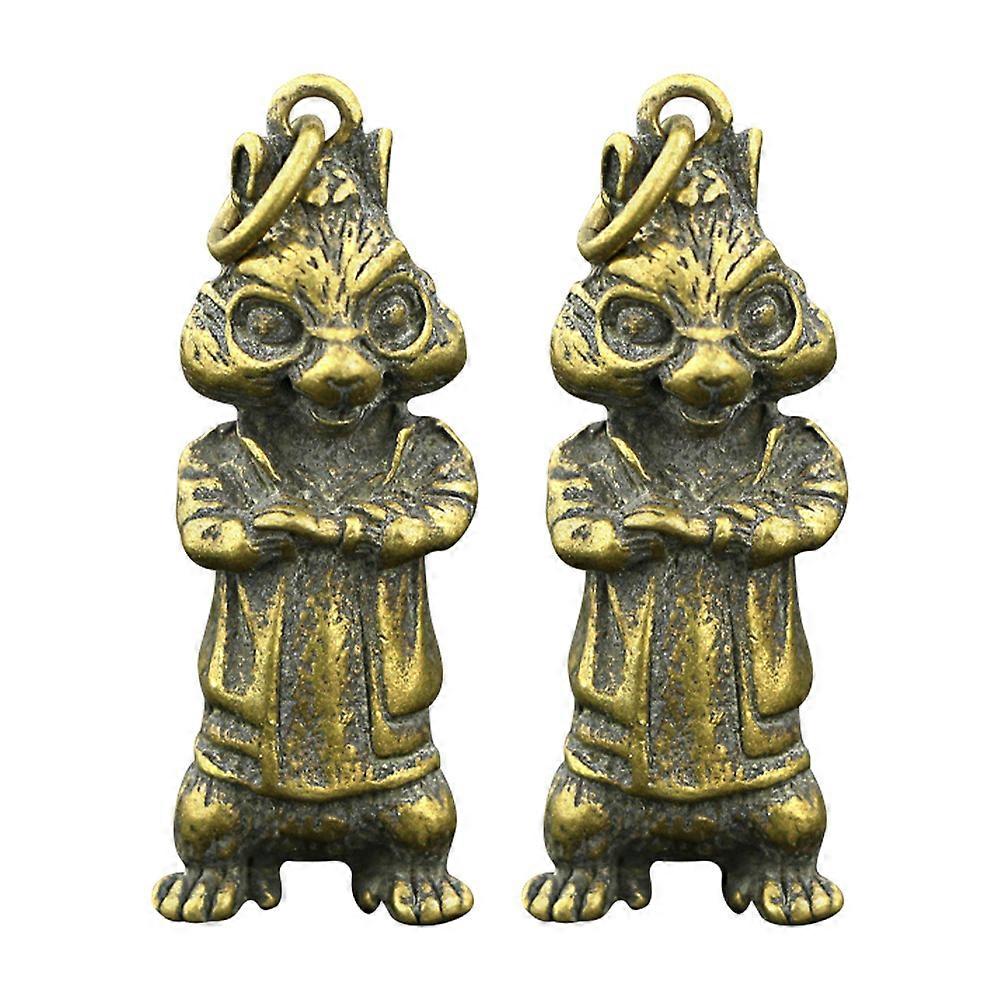 Retro Brass Weasel Keychain Pendant Unique DIY Decorative Key Ring Charm for Car, Bag & Key Decoration Vintage Style Metal Craft Ornament
