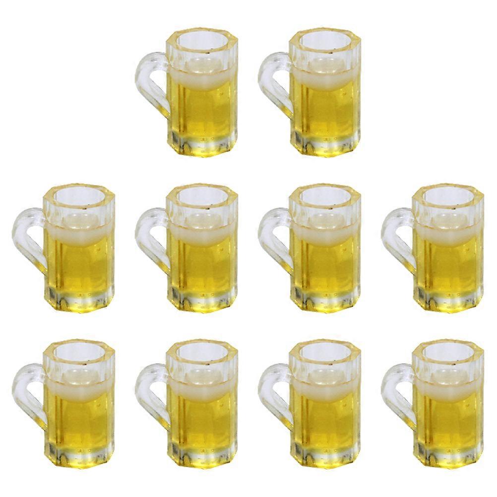 10pcs Mini Beer Cups for Dollhouse Decor, Delicate Miniature Mugs for Micro Landscape Photo Props, Accessories for Mini House Play