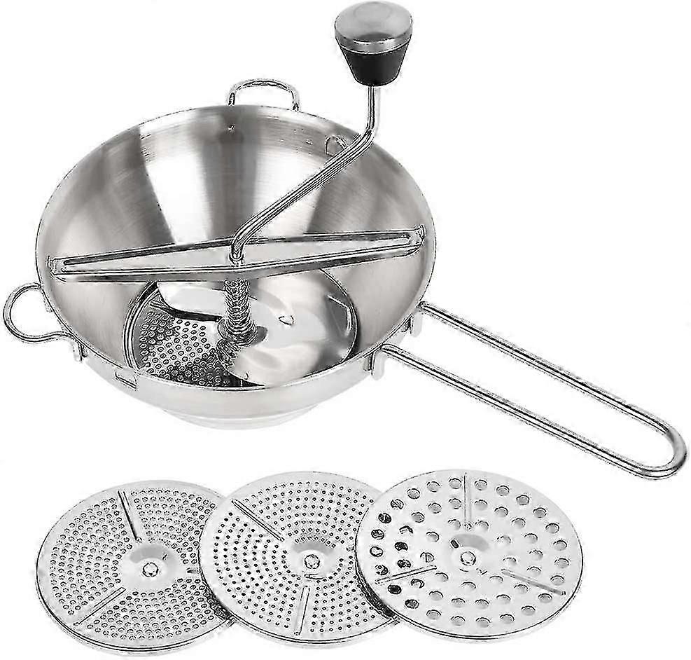 Stainless Steel Manual Vegetable Press, Potato Grinders For Mixing Vegetables, With 3 Different Grids, Colander, Juicer