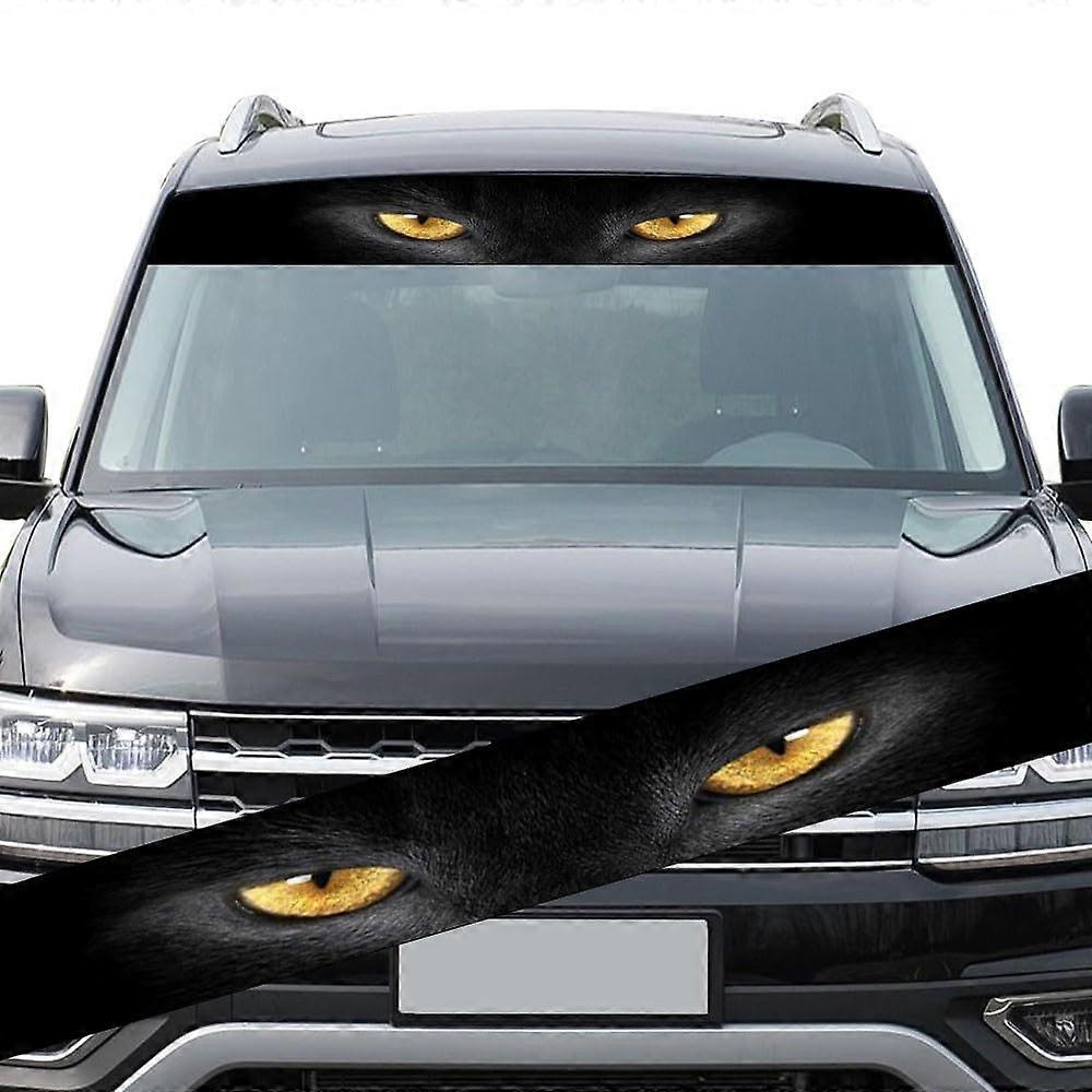 3D Car Windshield Sun Shade Decal with Yellow Eye Design for Front and Rear Windows