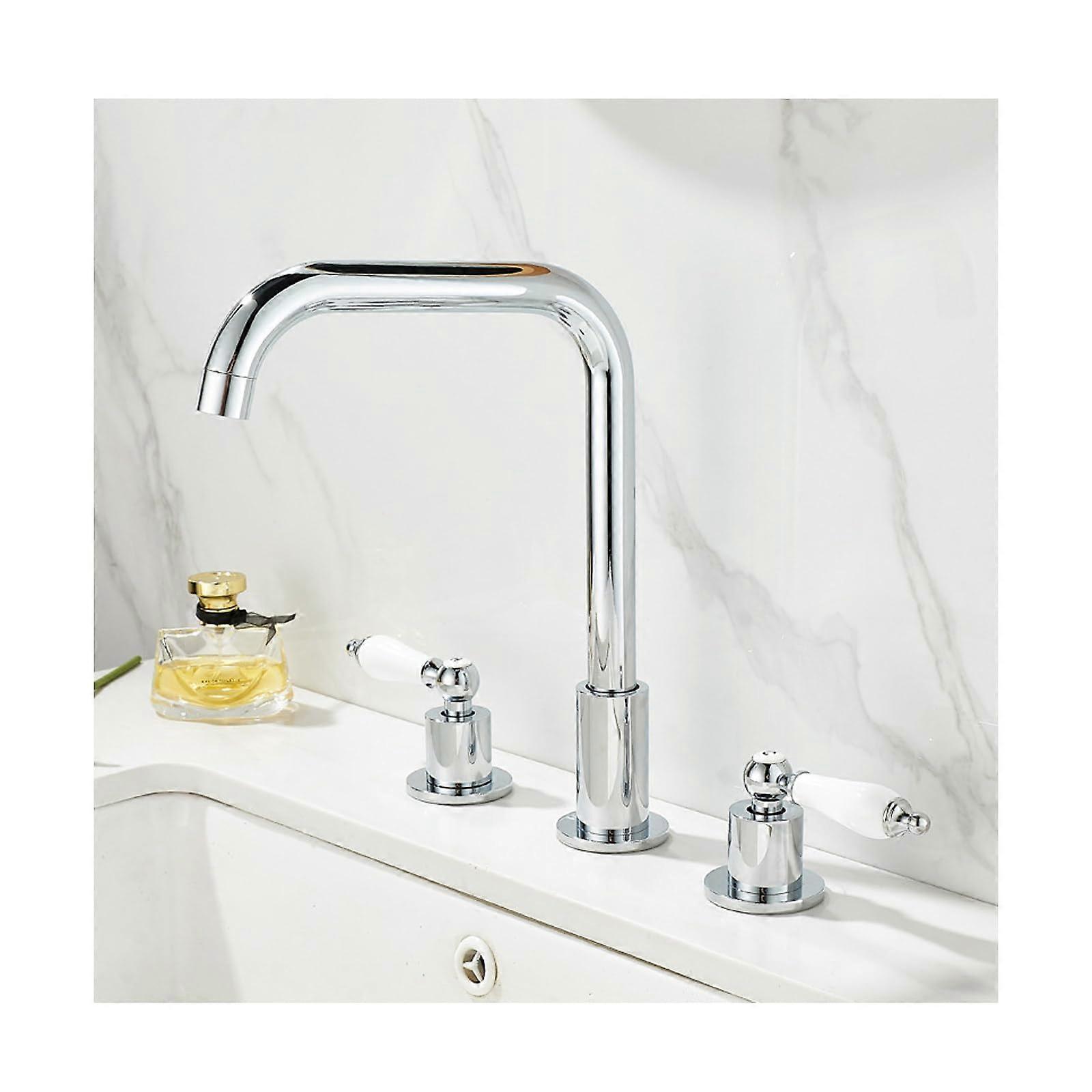 Washbasin faucet double handle mixing faucet modern style chrome