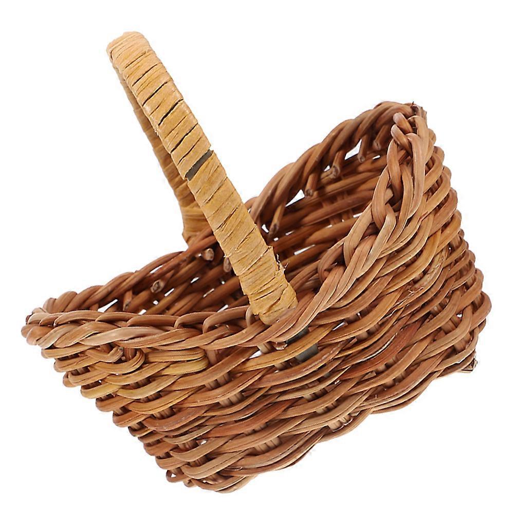 Mini Korb Rattan Blumenkorb Geflochtener Picknickkorb Hand Weide Winzig Weidenkorb Puppenhaus Korb Fee Garten Dekor Picknick Reise 1Set