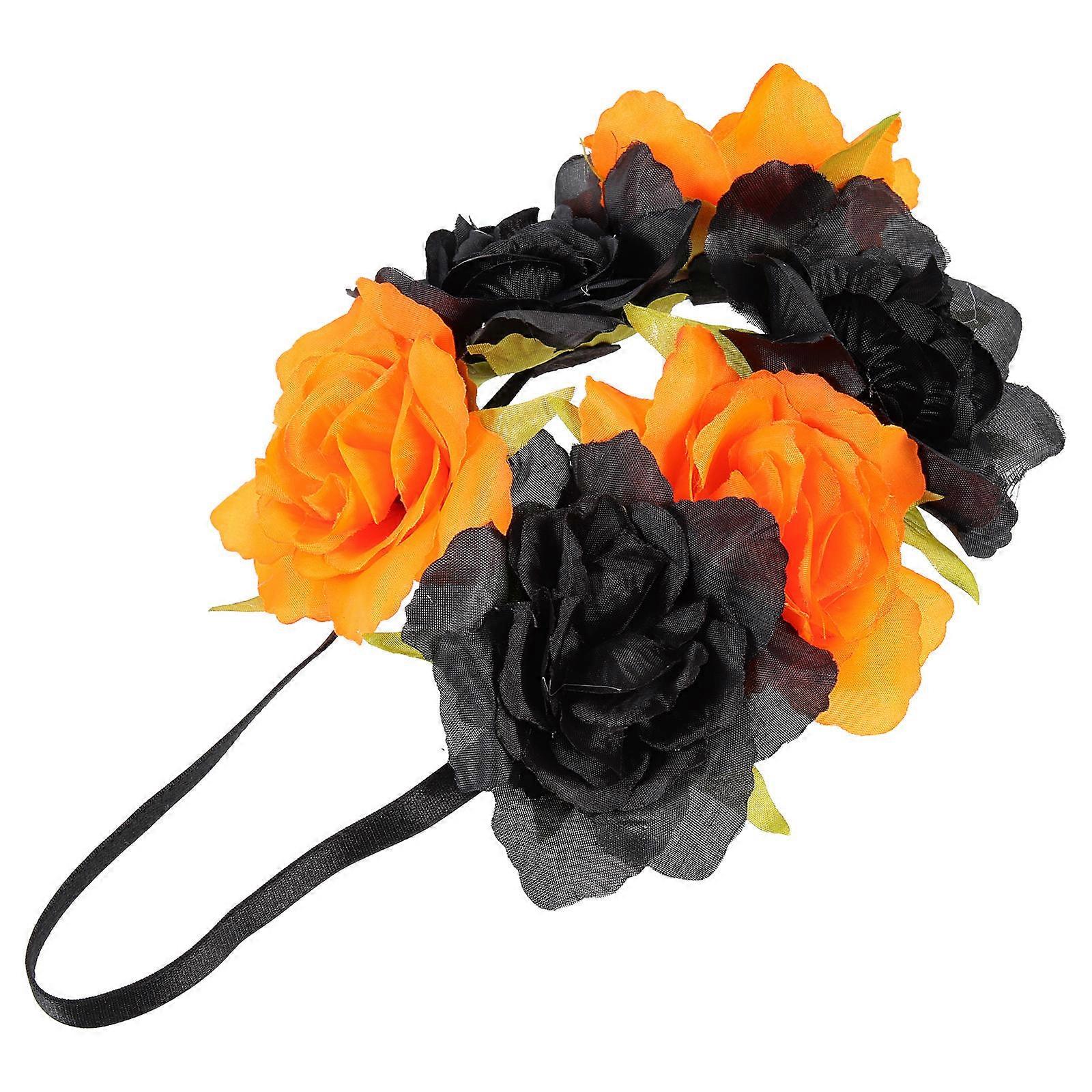 Flower Headband Halloween Design Costume Headband Carnival Black 30x10cm Performance Props 1Pack