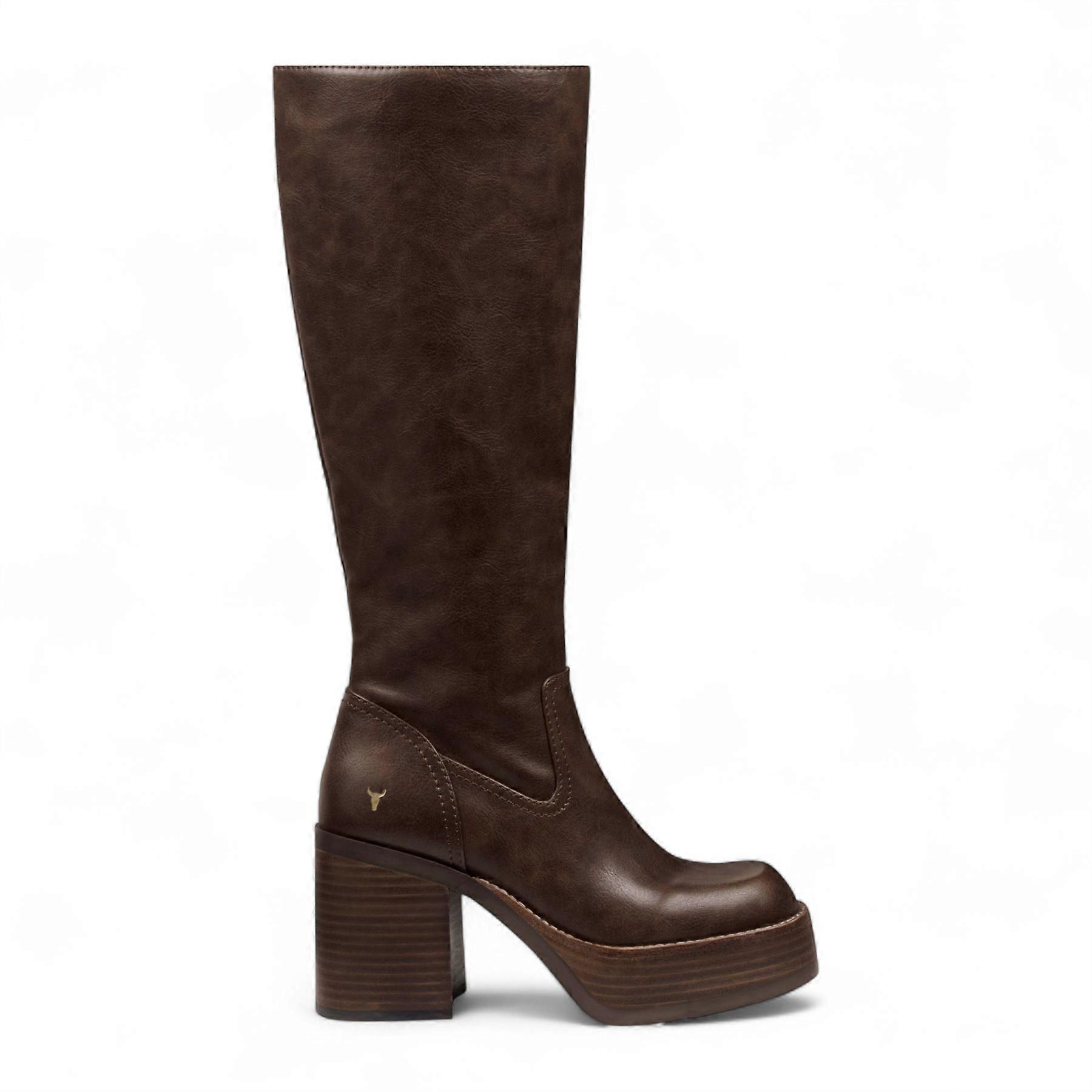 Windsorsmith Womens Faux Leather Knee-High Platform Heel Boots - Niche