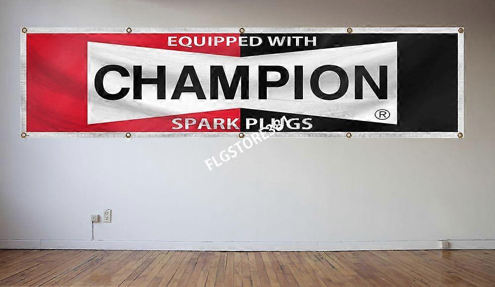 Champion Μπουζί Σημαία Banner 2X8ft Γκαράζ Shop Man Σπηλιά Μεγάλο Banner FTRSE755
