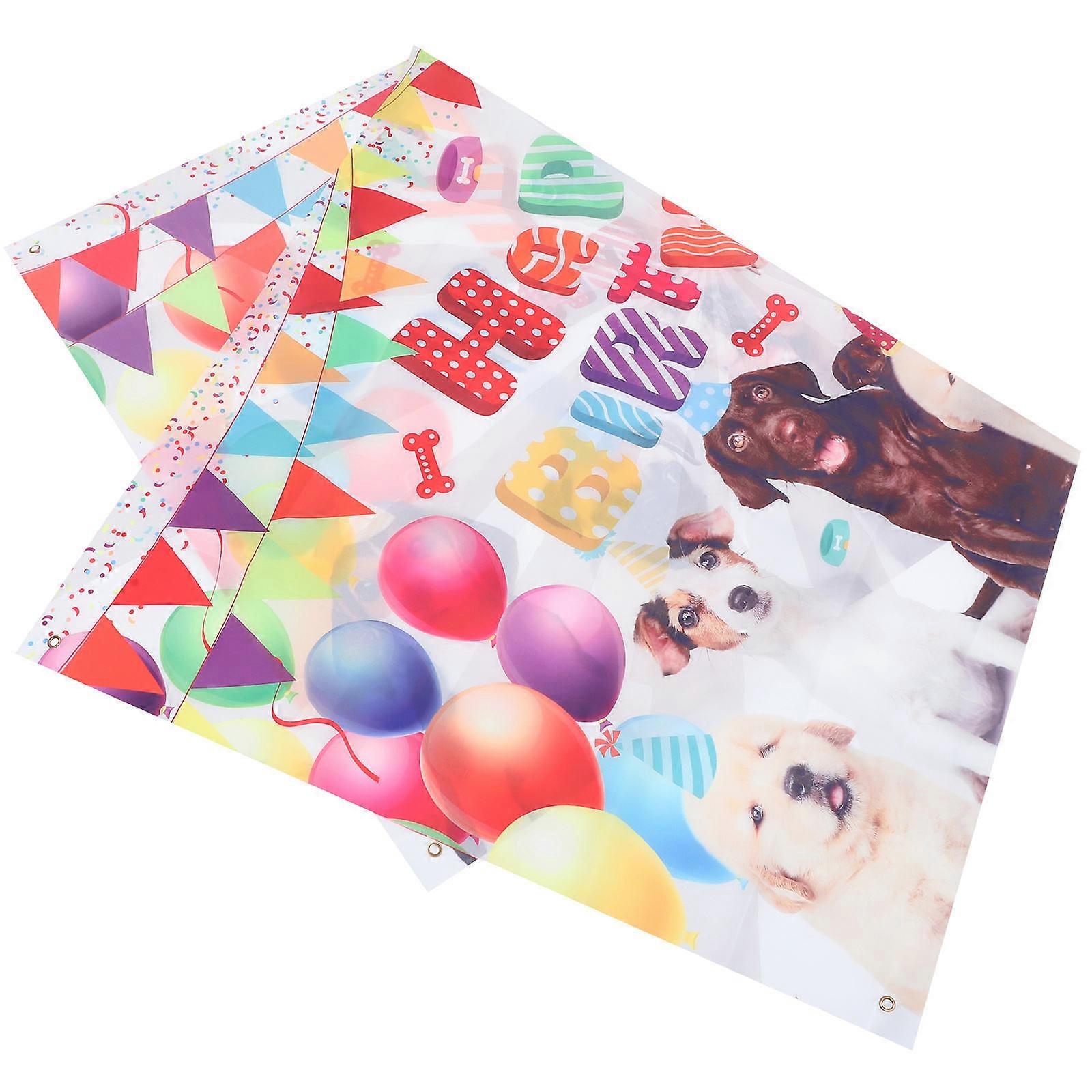 Dog Happy Birthday Backdrop Adorable Design Pet Lovers Birthday Assorted Color 180x120cm Photo Scene Background 1Pack