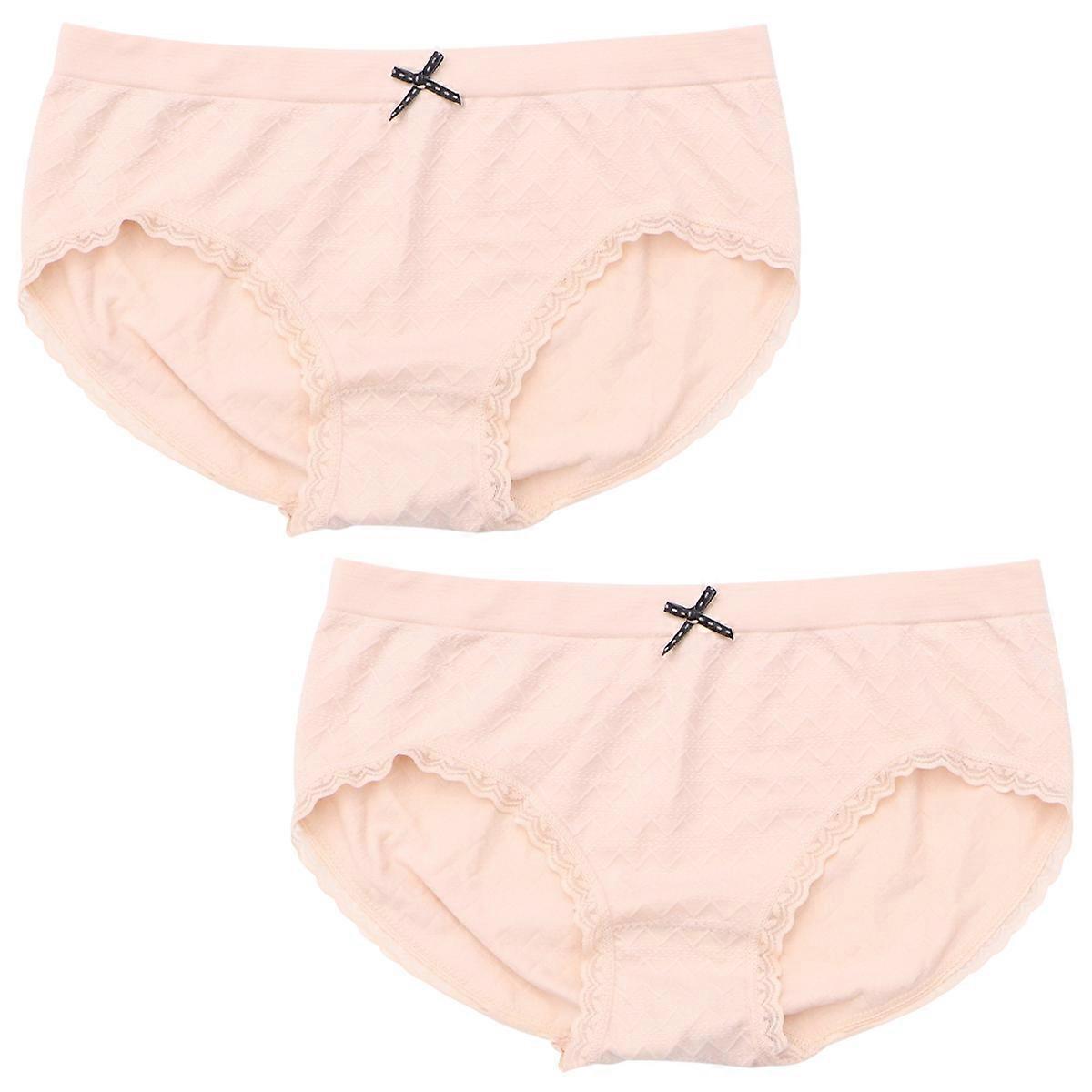 Breathable Underwear Undershorts for Ladies Casual Wear Skin-tone 28x22.5cm Lines 2Pcs