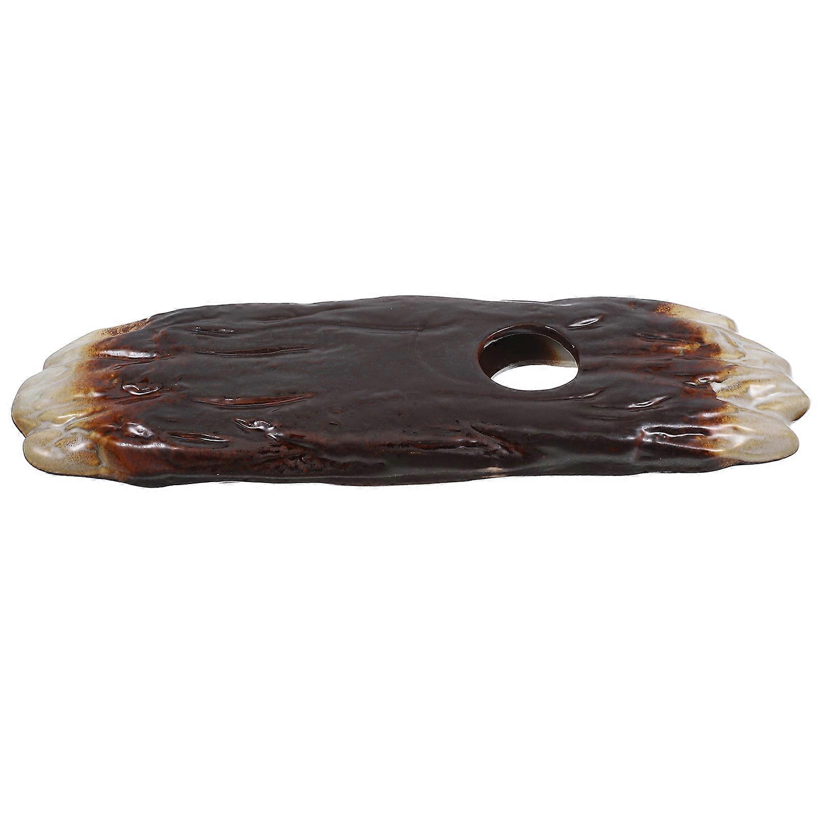Fountain Outlet Ceramic Decorative Feature Rectangular Shape Garden Fountain Accessory Brown Color 26.00X8.0jomX2.00CM 1Pack