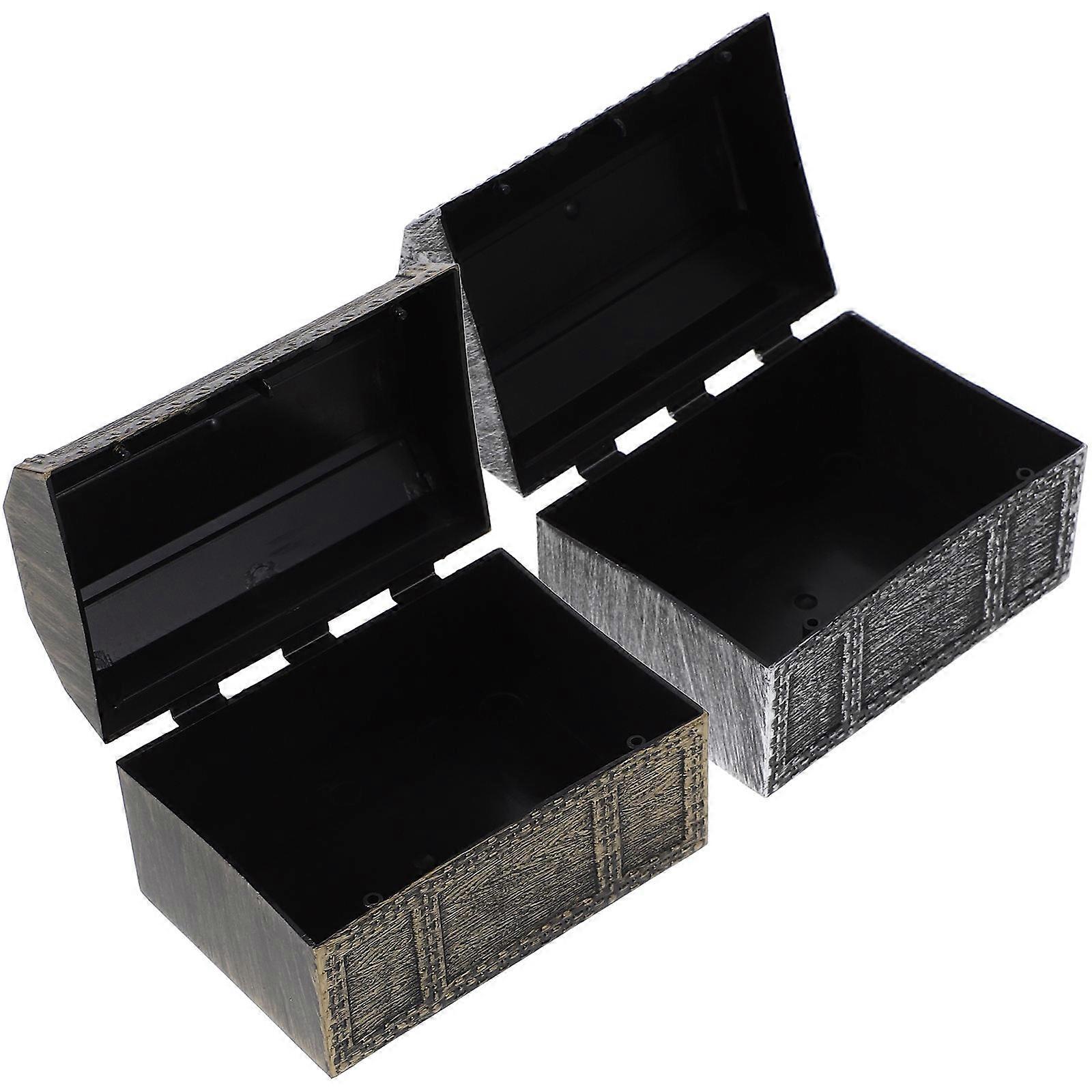 Kids Treasure Box Plastic Vintage Chest Toy Box Decorative Storage Silver 8.5X5.8X5.3CM 2Set