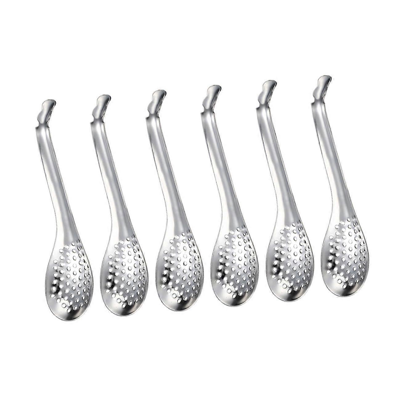 Caviar Strainer Pack of 6 Stainless Steel Kitchen Utensils with Spoon Funnel Filter Tool for Caviar Serving Silver