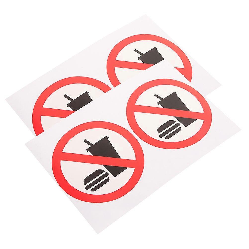 No Food Drinks Sign Sticker Set Commercial Environment Simple Design 4Pcs