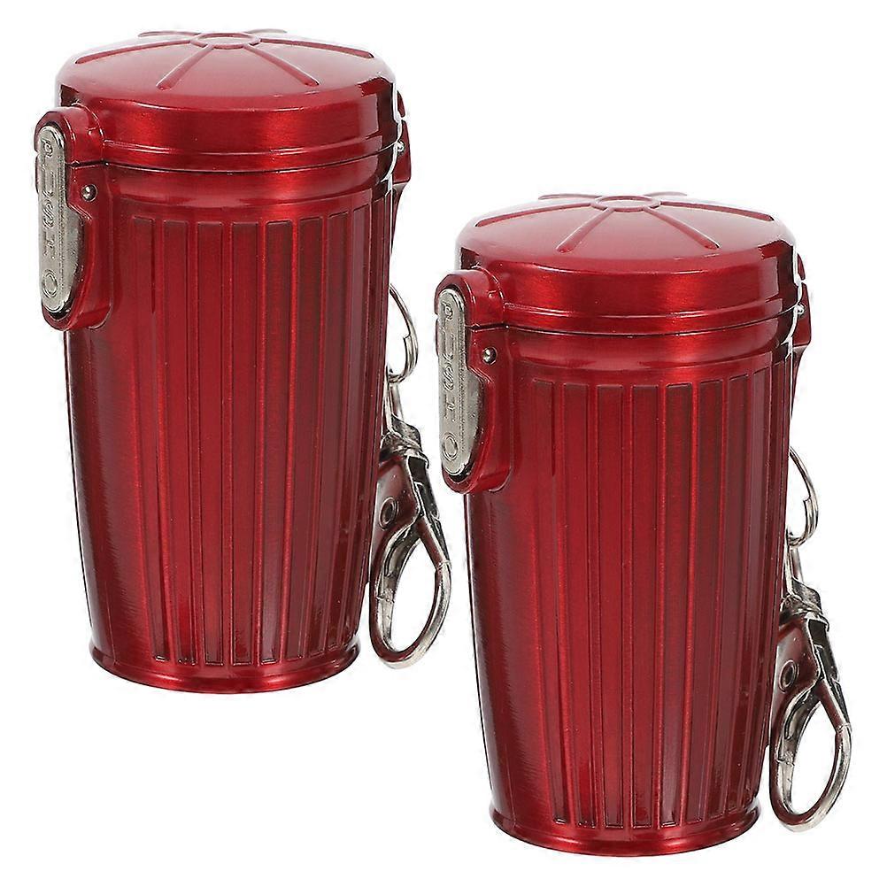 Portable Mini Ashtray with Sealed Lid and Built In Extinguisher, Quick Extinguishing Outdoor Cans, Pocket Sized Red Storage Container