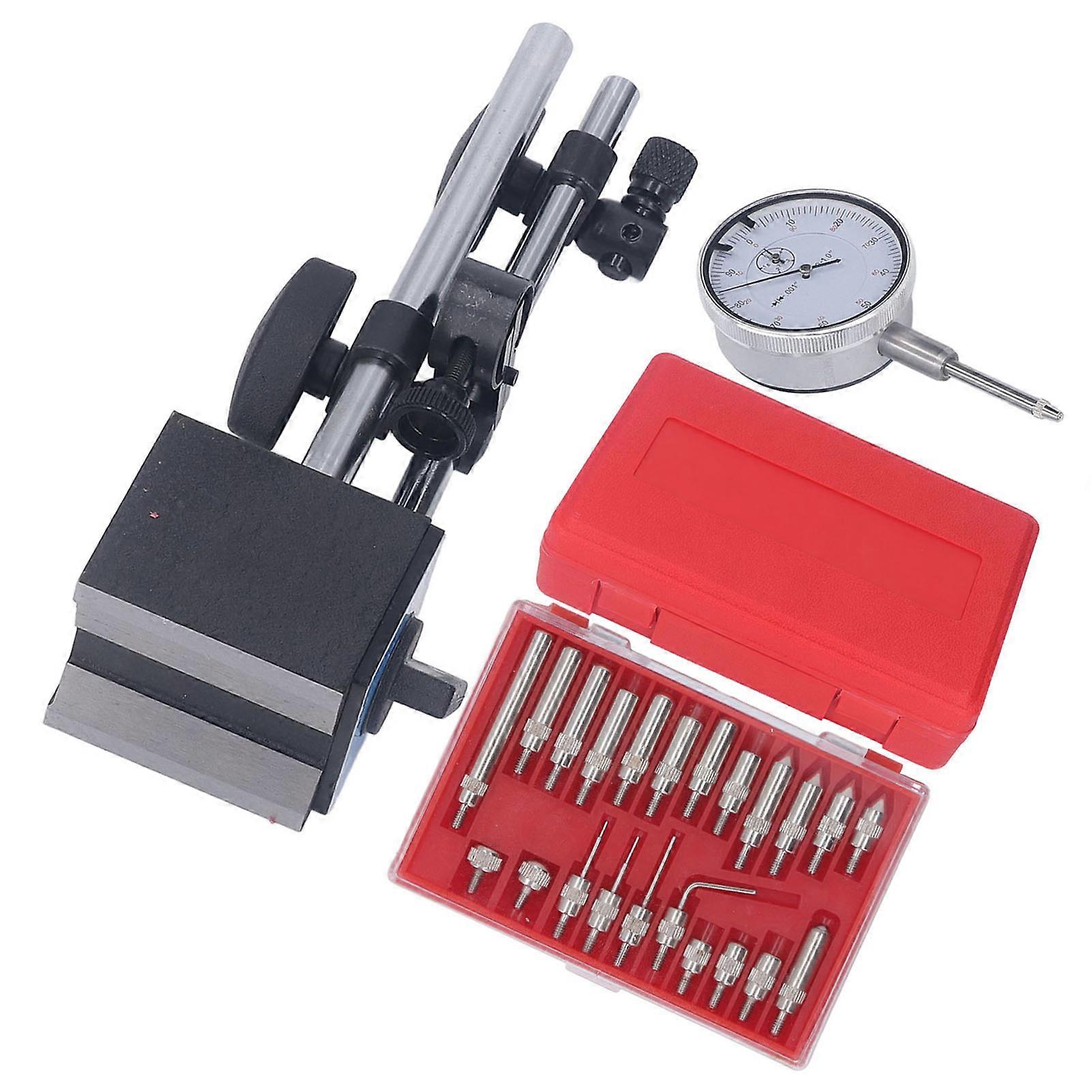 Dial Indicator with Magnetic Base Holder Fine 0‑1inch Professional Adjustable Point Accuracy Inspection Set