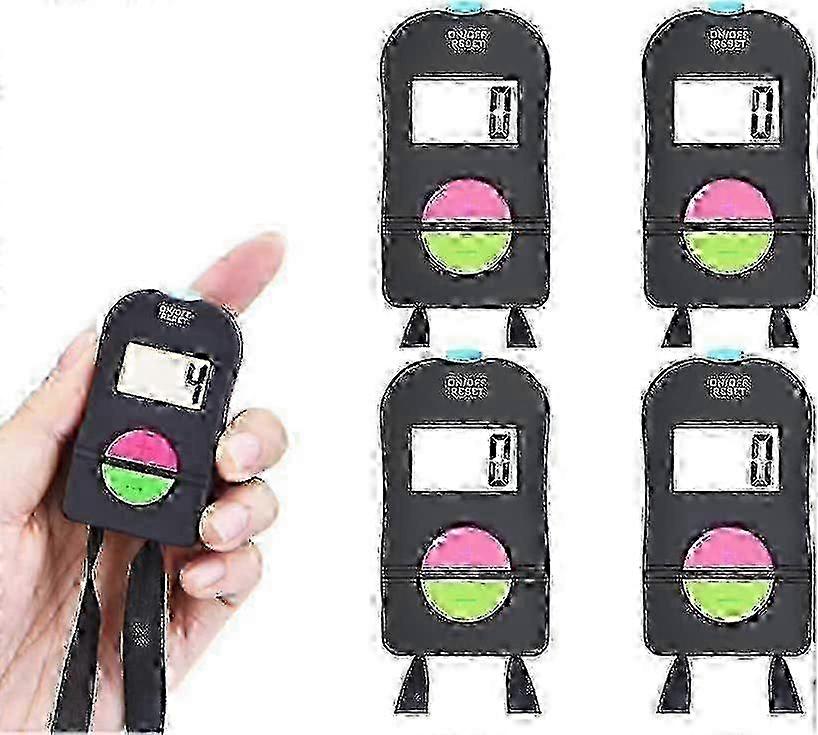 4pcs Electronic Digital Hand Tally Counter for Sports, Manual Addition Subtraction Clicker, Hand Held Counter With Lanyard