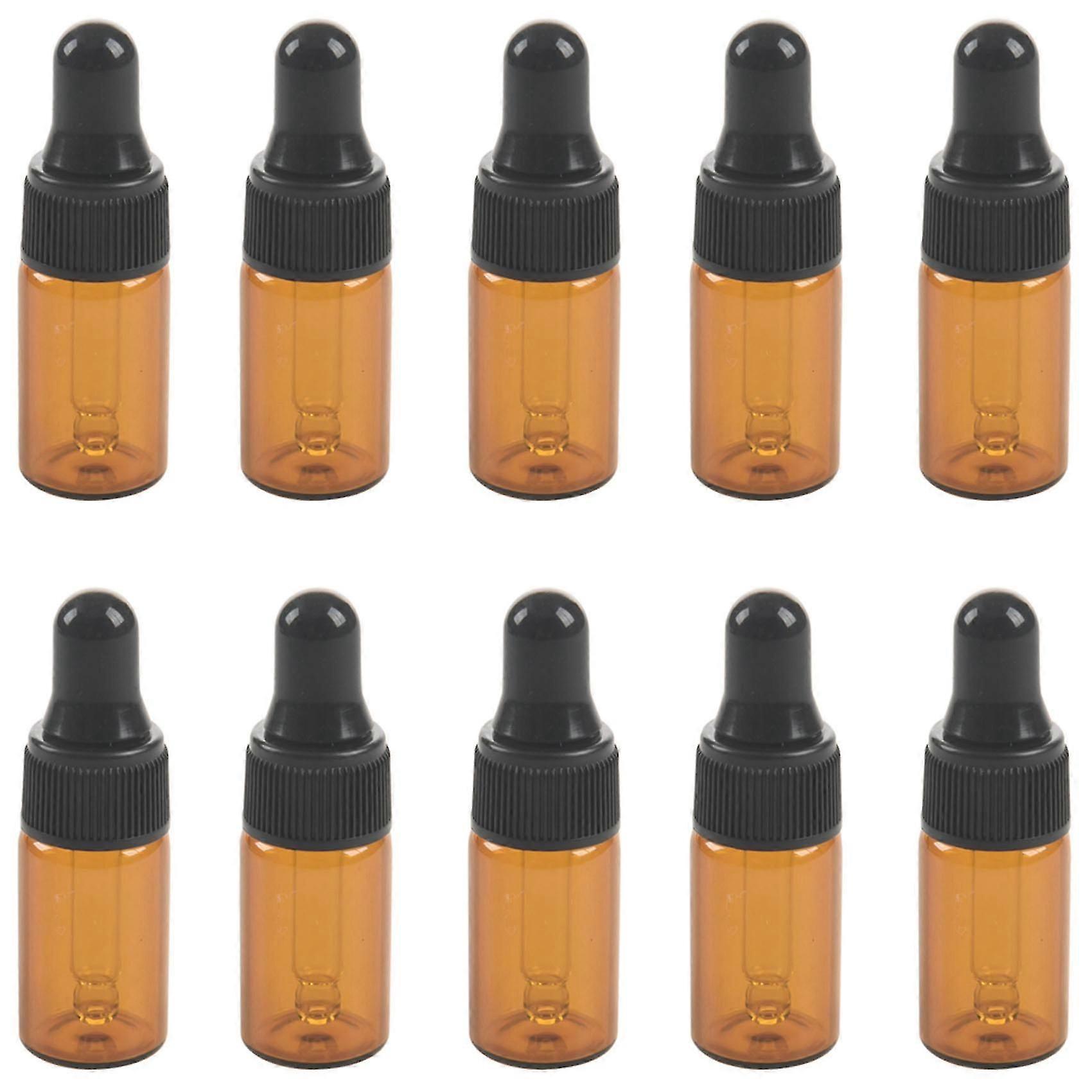 10 stk. 3 ml tomme brune glassdråperflasker med pipette for eterisk olje