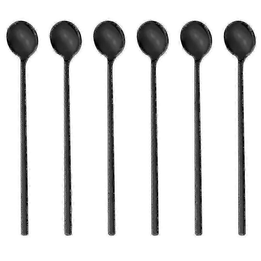 Set of 6 Long Handle Coffee Spoons - Stirring Spoons, Tea Spoons, Ice Tea Spoons