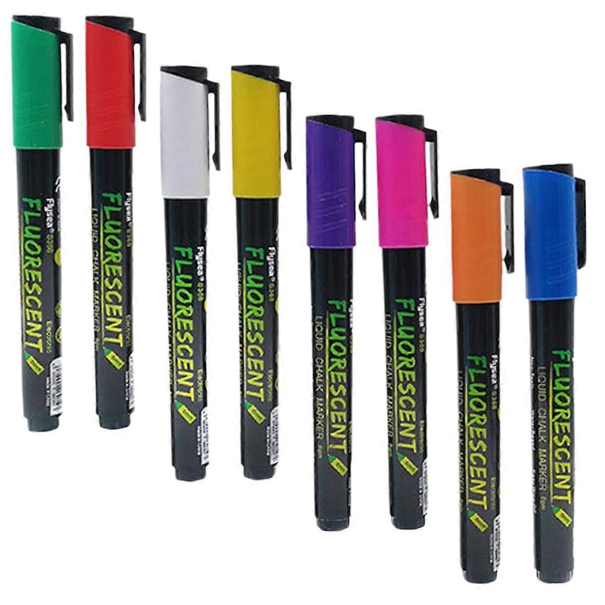 Erasable Pens Pack of 8, Liquid Chalk Markers, Yellow Highlighters, Portable Blackboard Markers, Plastic Writing Tools