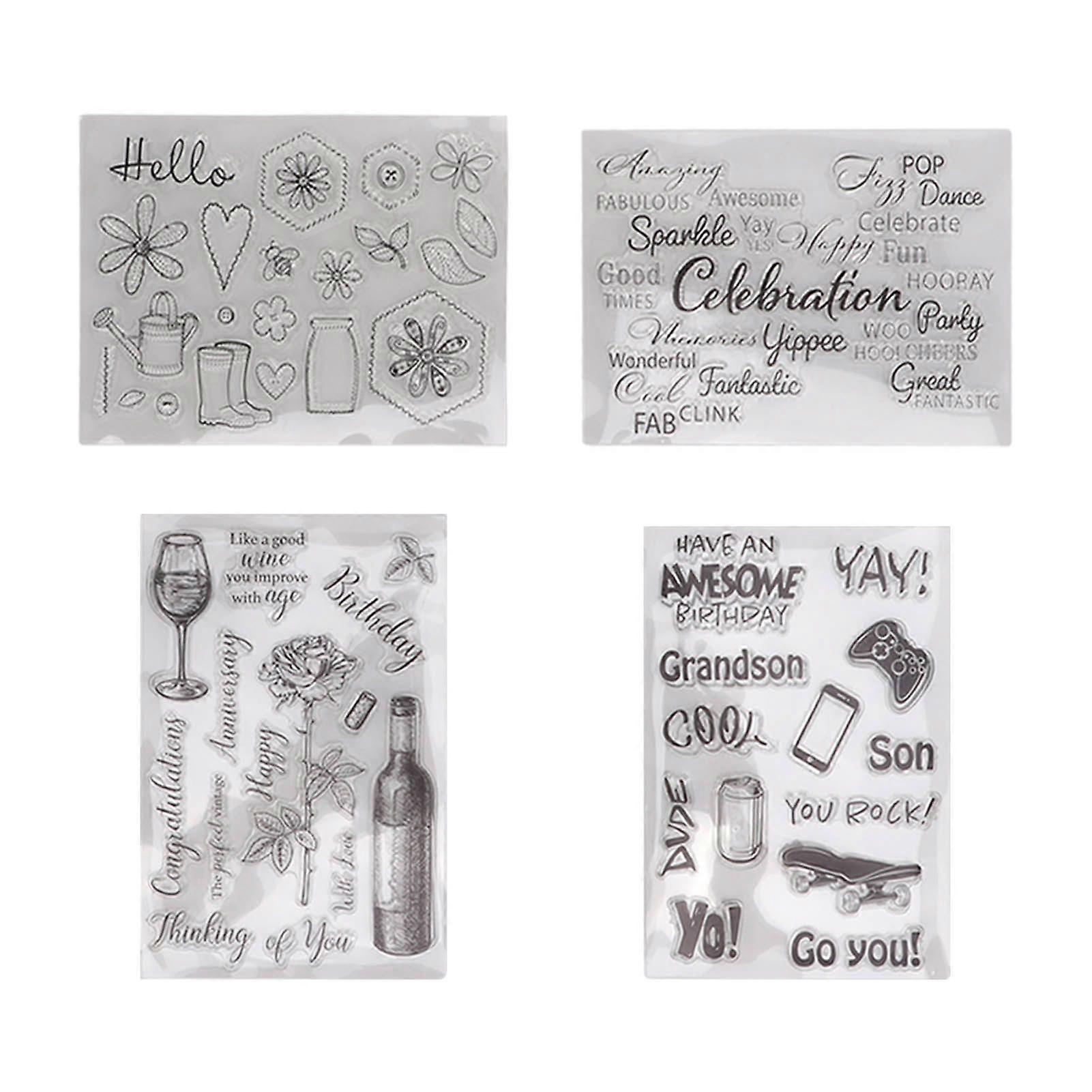 2025 Ultimo Modello 4pcs Francobolli Trasparenti Fai Da Te Trasparente Sicuro TPR Card Making