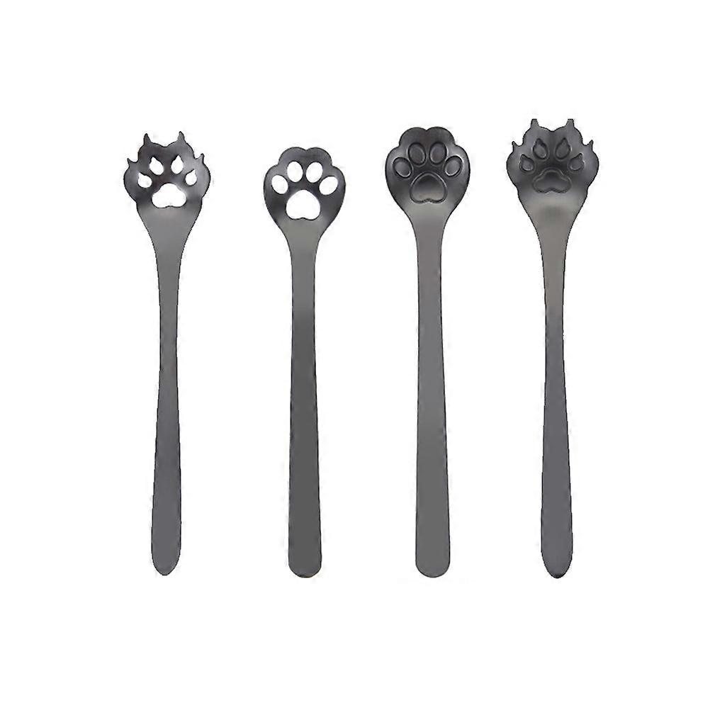 Dessert Spoon Set Shape Stainless Steel Creative Tableware for Restaurant Use Black 4Pcs