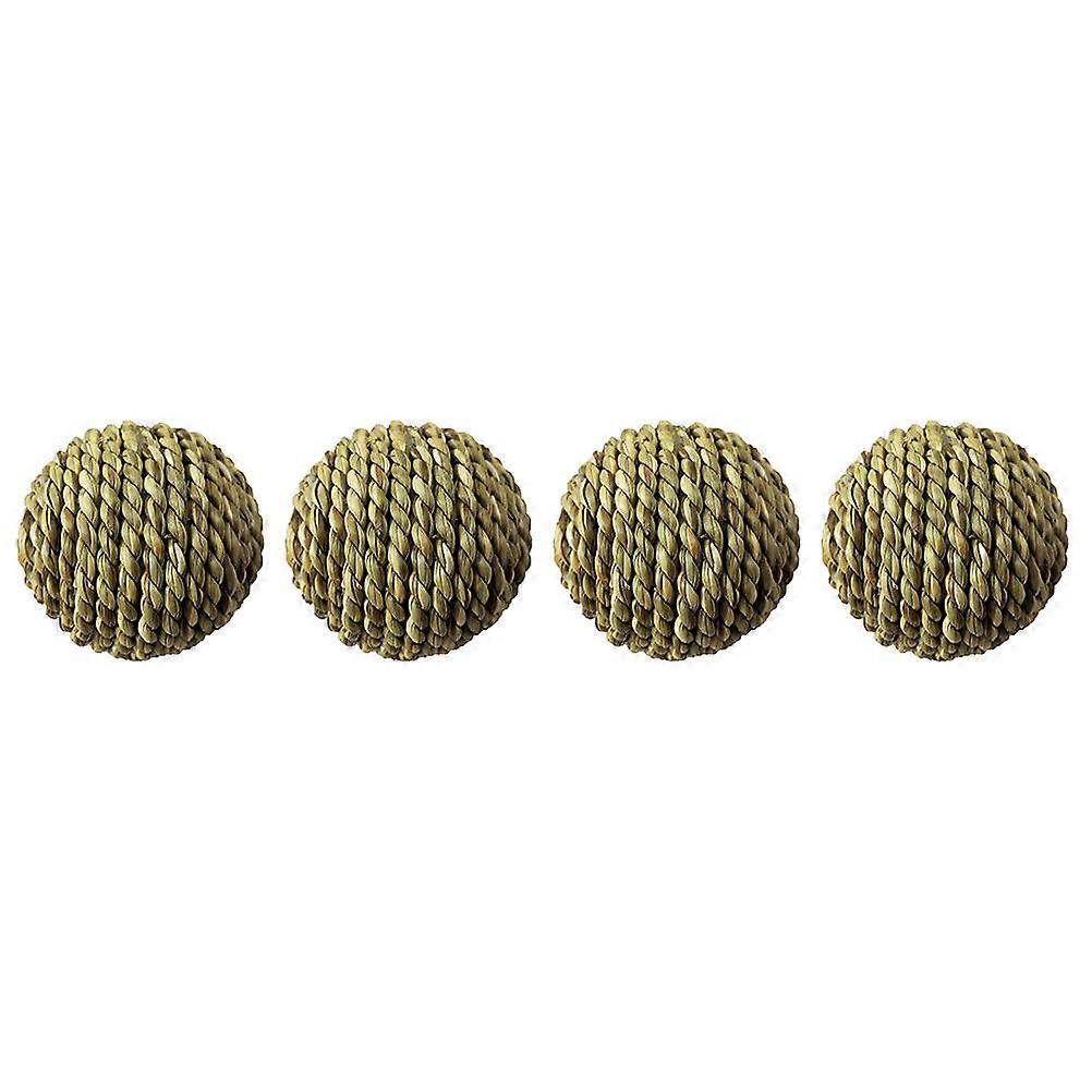 Parrot Chew Toys Straw-Woven Ball Toy Hamster Training Toy Green 7x7x7cm Entertainment