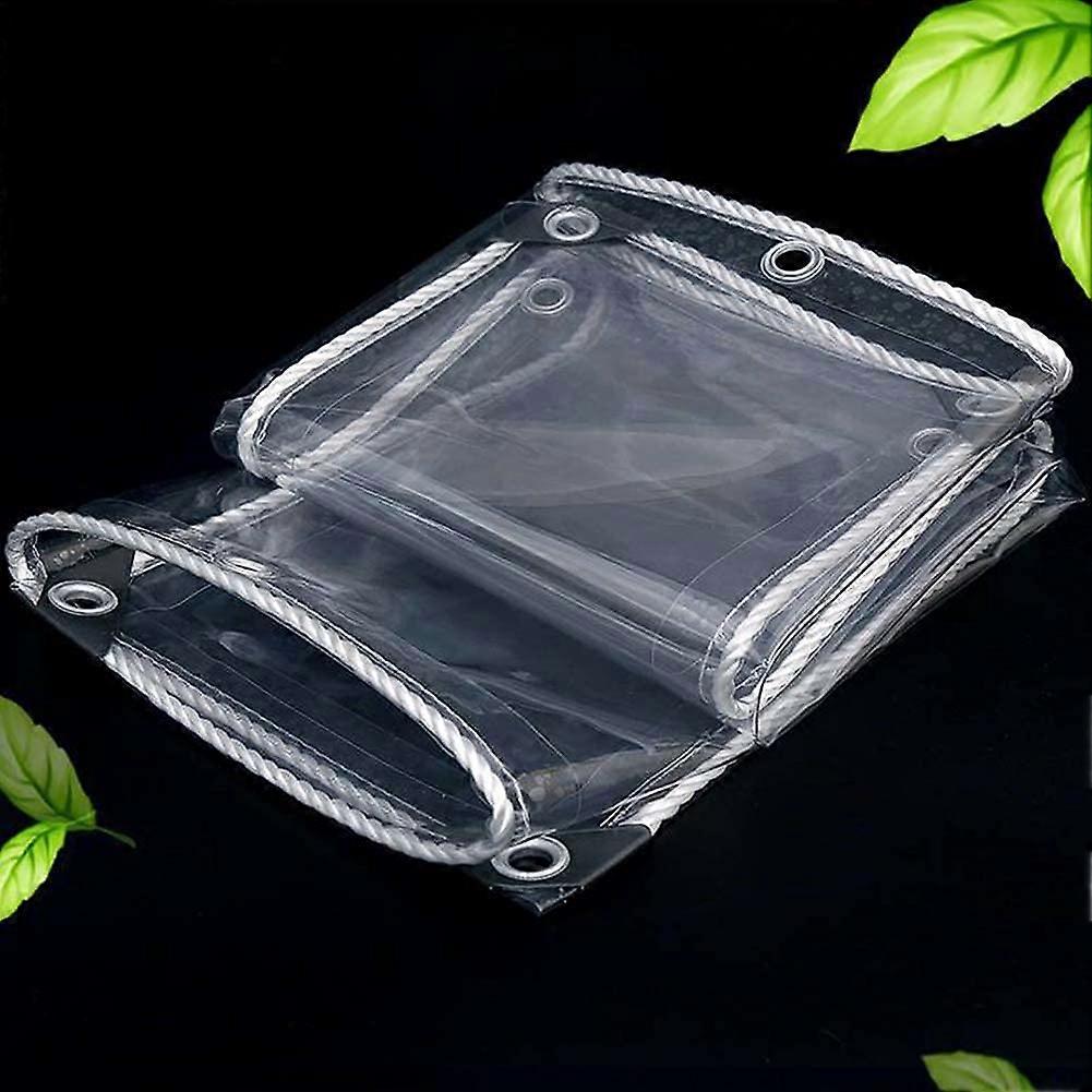 Durable Transparent Covering Tarp 2.4m x 4.7m Frost Resistant Windproof Garden Tarp with Grommets and Carry Strap