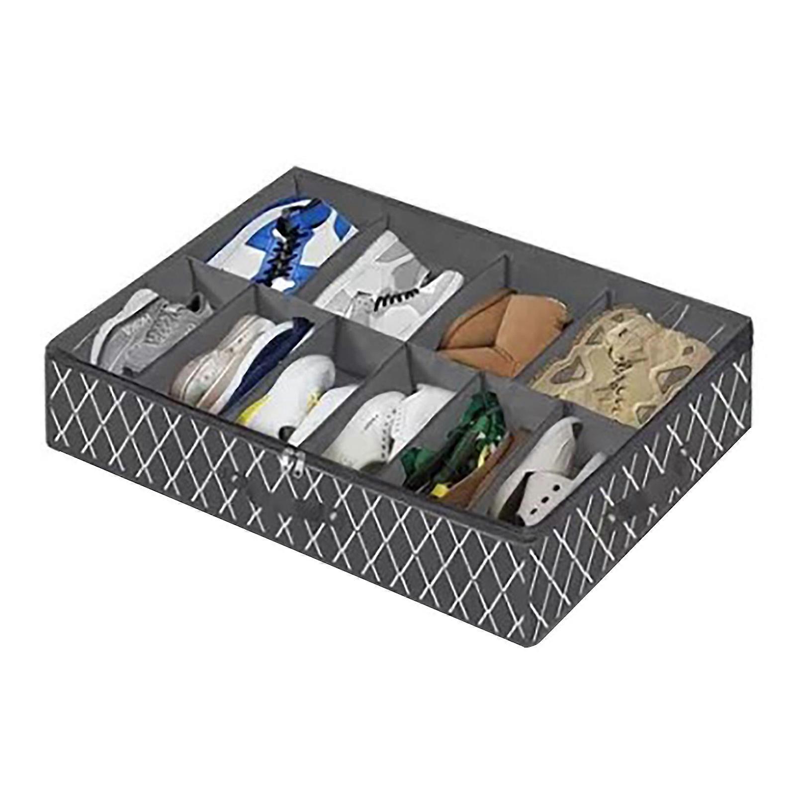 Underbed Storage Containers Adjustable Foldable Under Bed Shoe Storage Solution For Home Hotel Black 