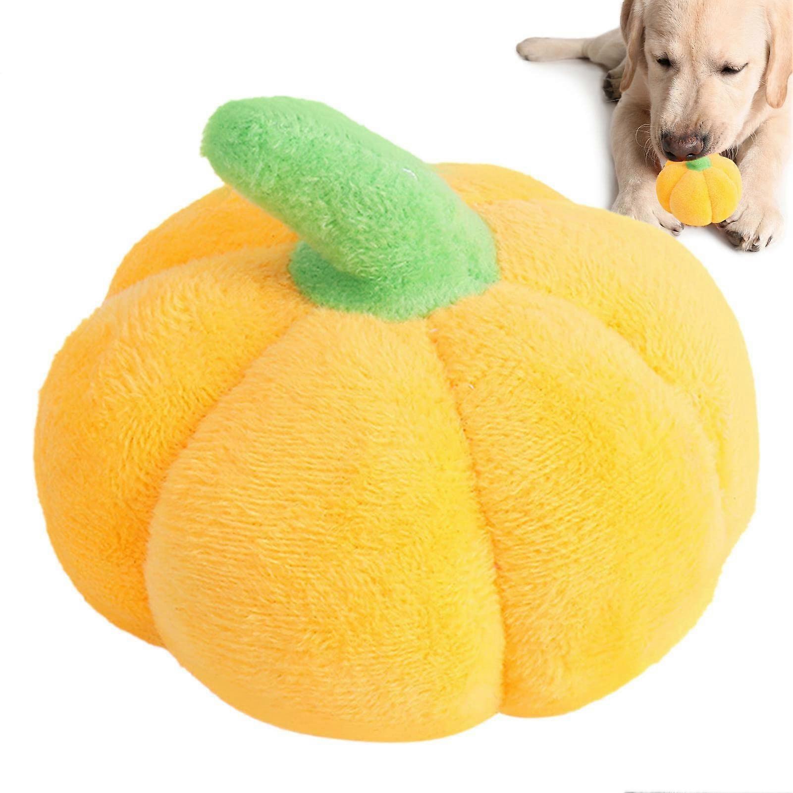 Pumpkin Squeaky Dog Toy - Indestructible Plush Halloween Dog Chew Toy for Small to Medium Dogs, Soft and Durable Pumpkin Design