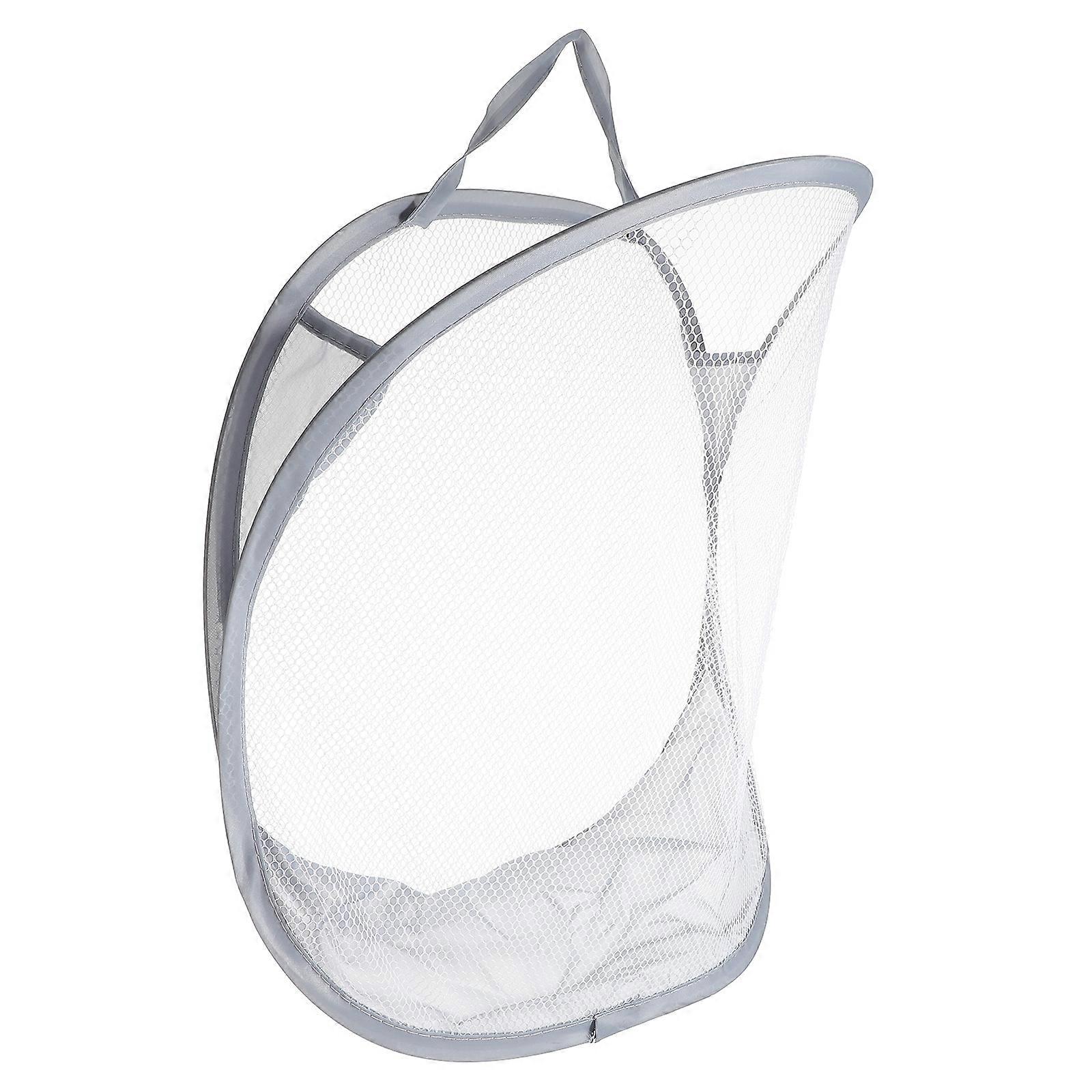 Foldable Gray Hanging Laundry Bag Storage Basket for Bathroom and Laundry Room Organization Efficient Household Use Capacity and Practical Design