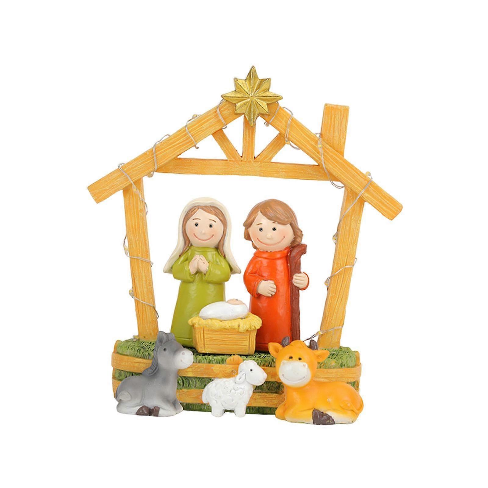 LED Christmas Nativity Figure, Illuminated Holiday Decor for Living Room, Shelf, Fireplace, Desk, 12-Inch Size