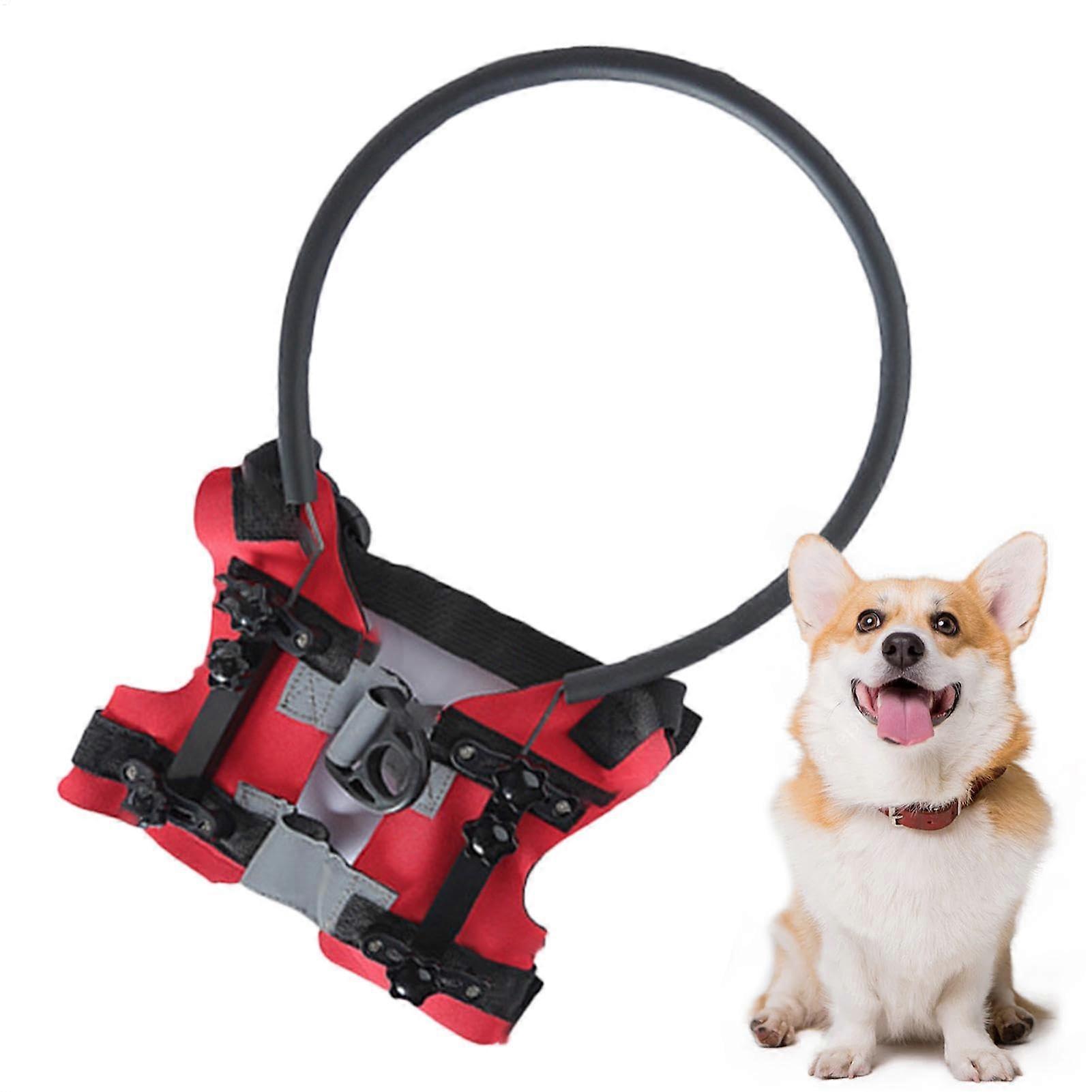 Blind dog bumper harness, safety training adjustable anticollision ring protective device, red