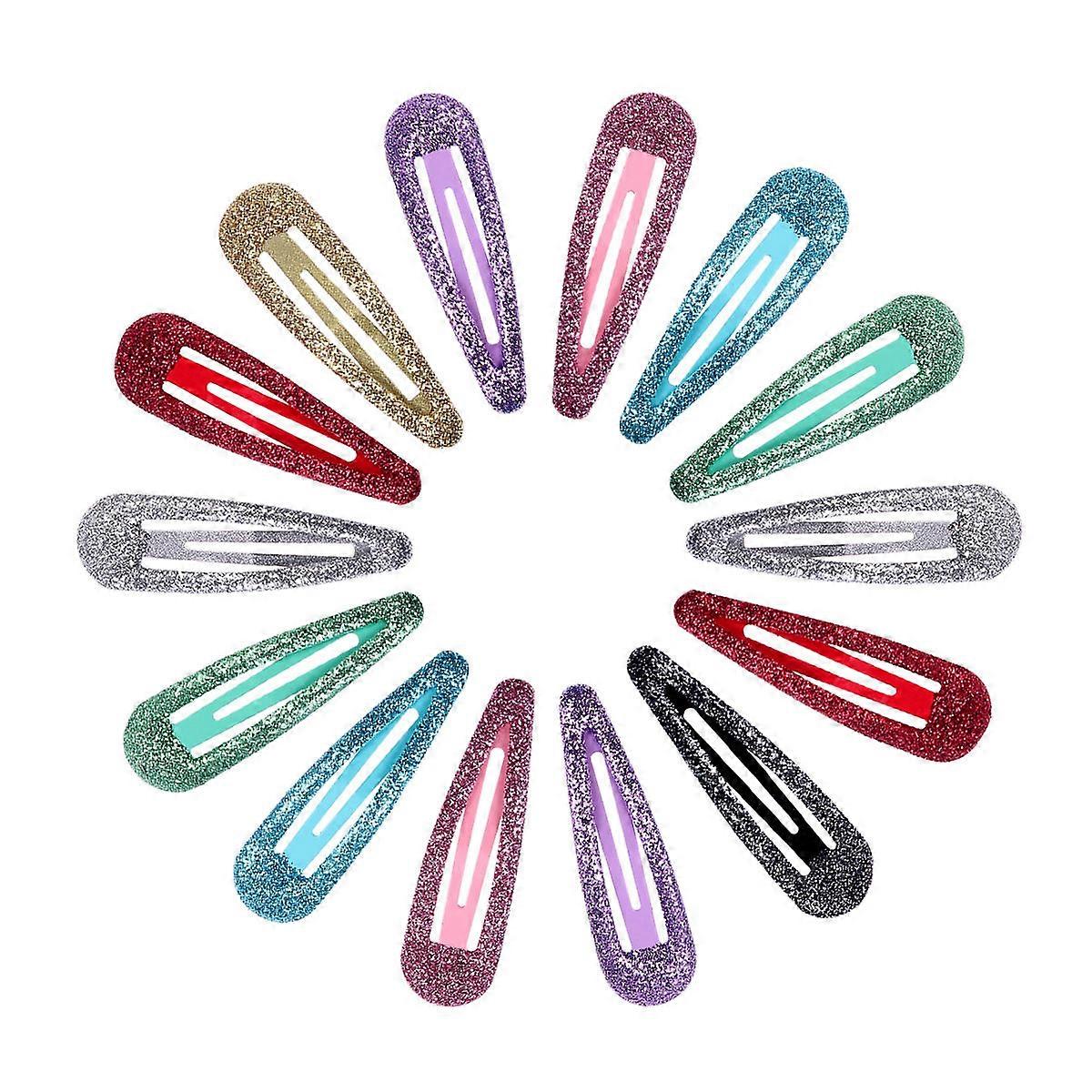 Frcolor 50pcs 8 Χρώματα Metal Snap Hair Clips Glitter Barrettes Αξεσουάρ Μαλλιών για Γυναίκες και Κορίτσια