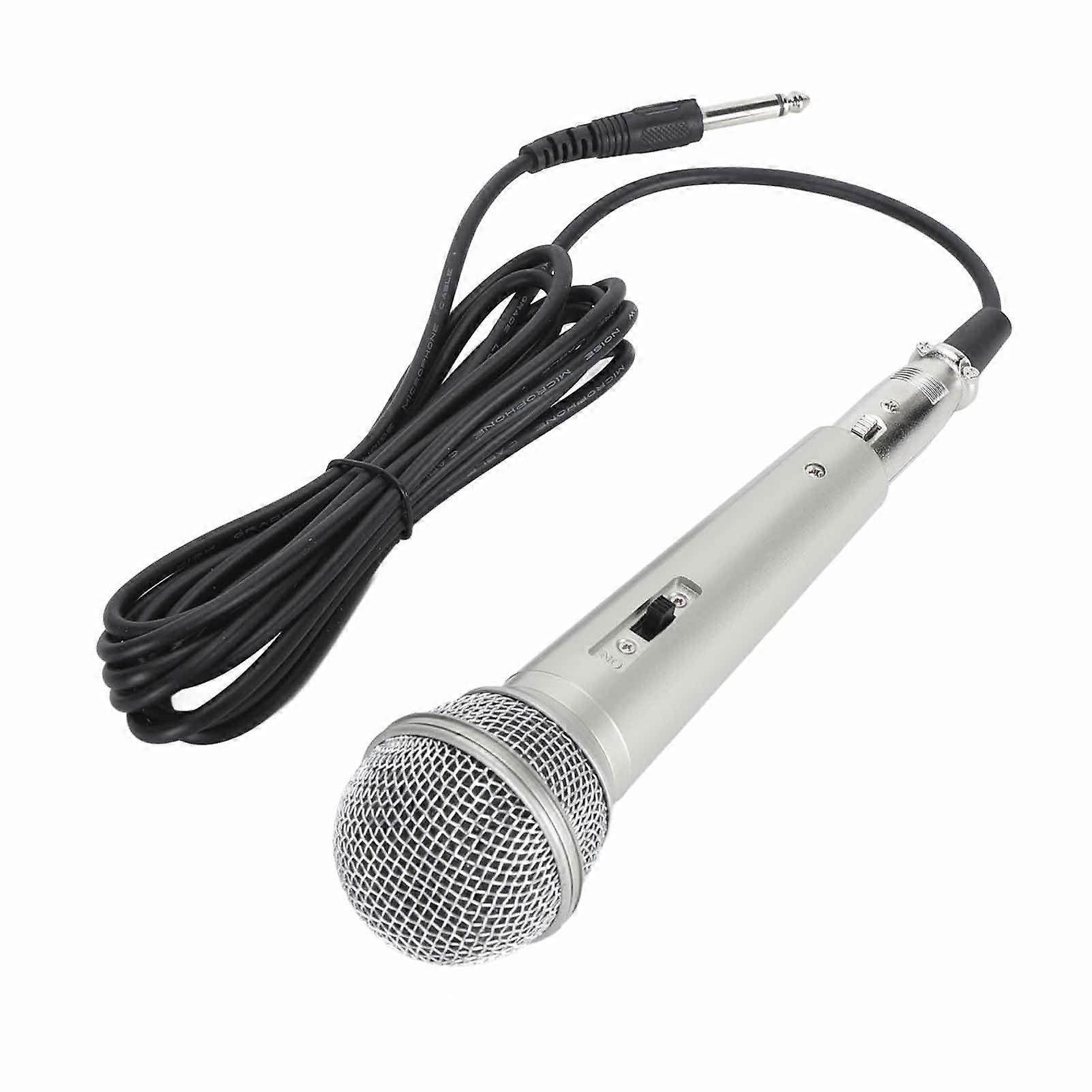 Dynamic Microphone for Singing and Talking - Ergonomic Wired Handheld Microphone with 6.35 mm Socket in White and Champagne Color