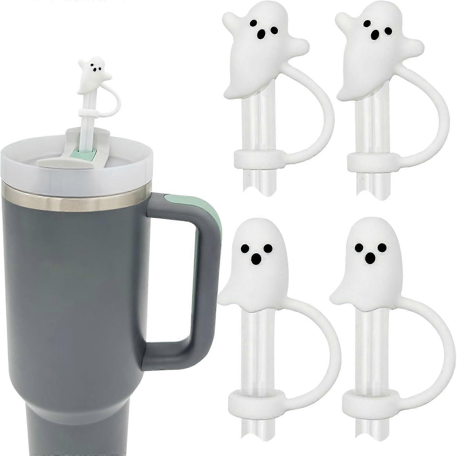 4PCS Silicone Reusable Drinking Straw Topper Including 2 styles, Funny