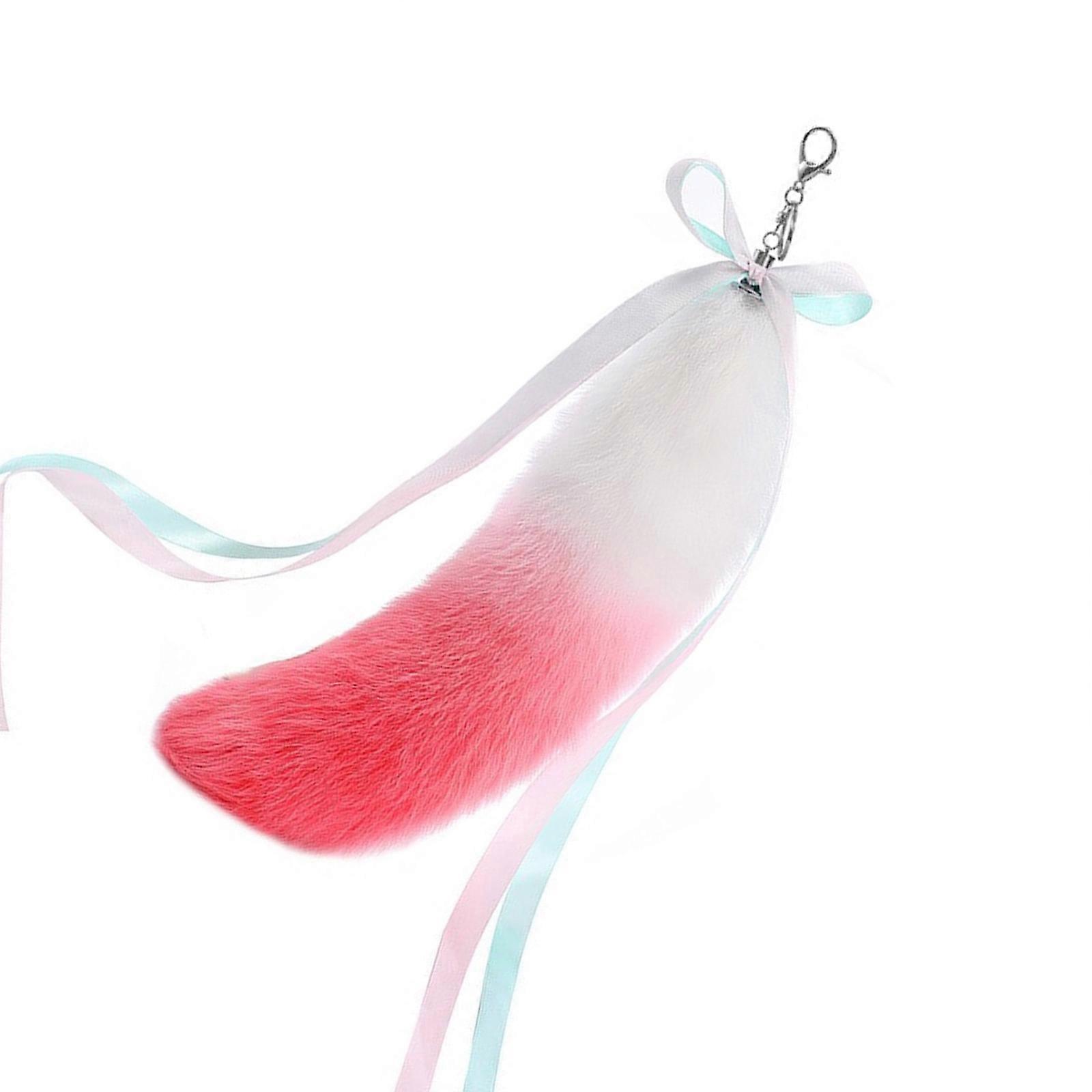 Long Animal Tail Keychain with Ribbon, Plush Tail Charm Key Holder Keyring Pendant Decorations for Bag Handbag Backpacks Multicolor